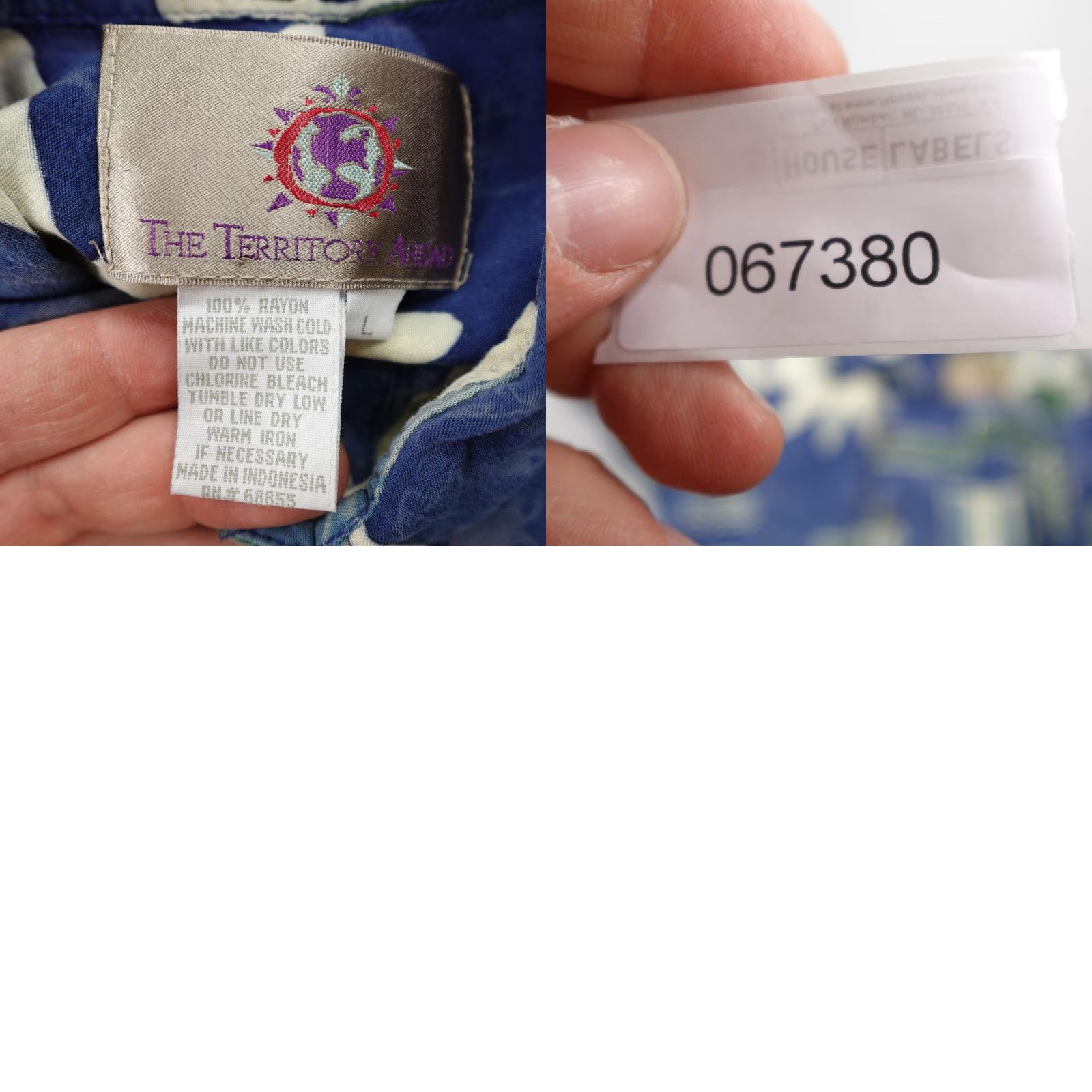 The Territory Ahead VINTAGE Territory Ahead Shirt Mens Large Blue Abstract Sun Tribal Rayon Camp Button Up Size US L / EU 52-54 / 3 - 8 Thumbnail
