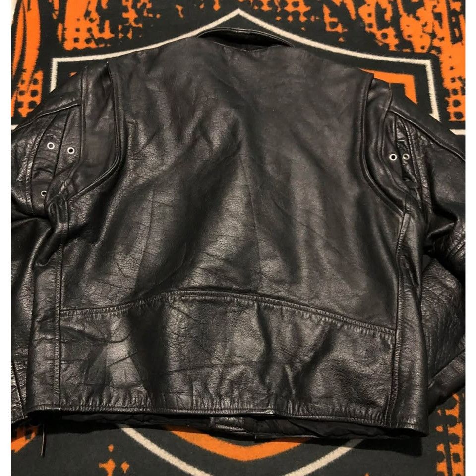 Vintage VTG Leather Jacket Size 46 Men Thick & Resistant Rebel Style Size US L / EU 52-54 / 3 - 2 Thumbnail