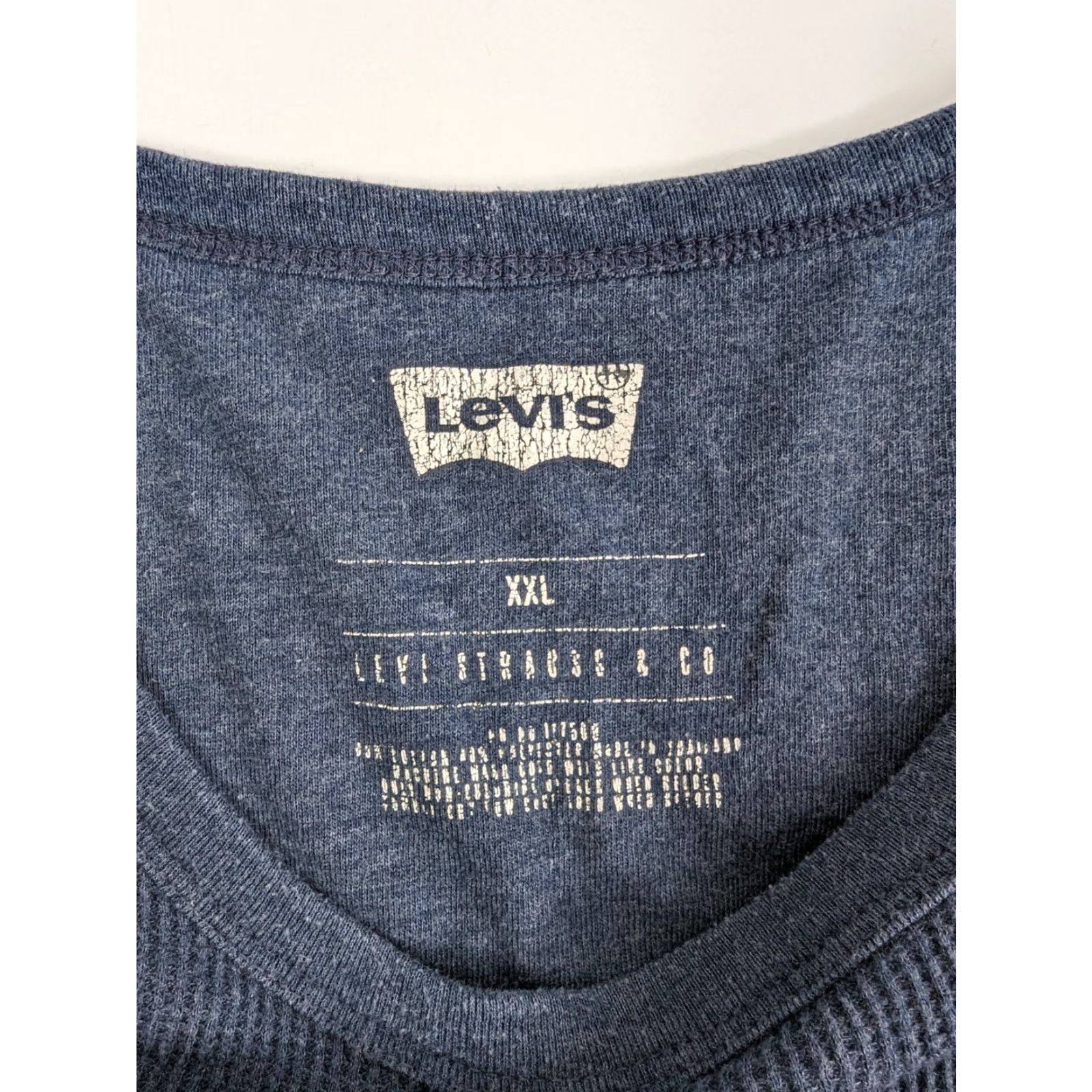 Levi's Levi's Shirt Men 2XL Blue Long Sleeve Waffle Knit Thermal Bull Skull Logo Size US XXL / EU 58 / 5 - 7 Thumbnail