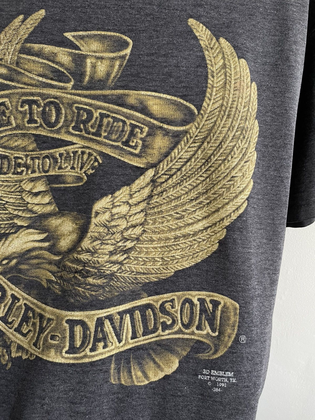 Harley Davidson × Vintage Harley Davidson 3D Emblem 1991 Vintage 90s Logo T-Shirt Tee Size US XL / EU 56 / 4 - 14 Thumbnail