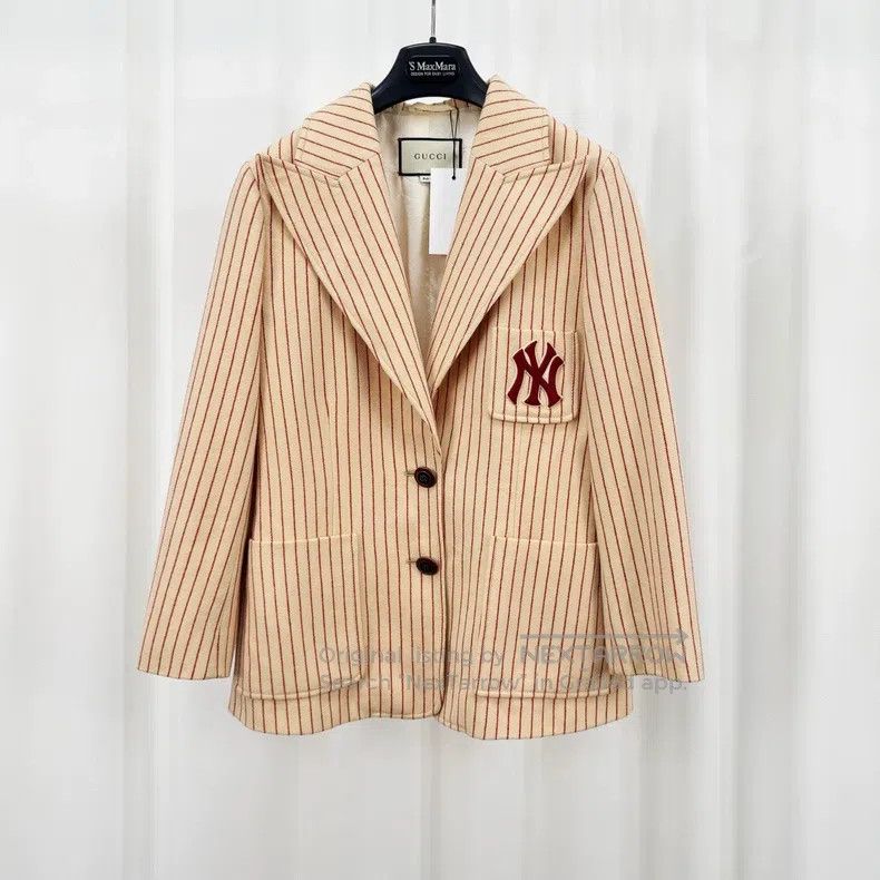 Gucci Gucci MLB co-branded embroidered striped woollen suit jack Size S / US 4 / IT 40 - 1 Thumbnail