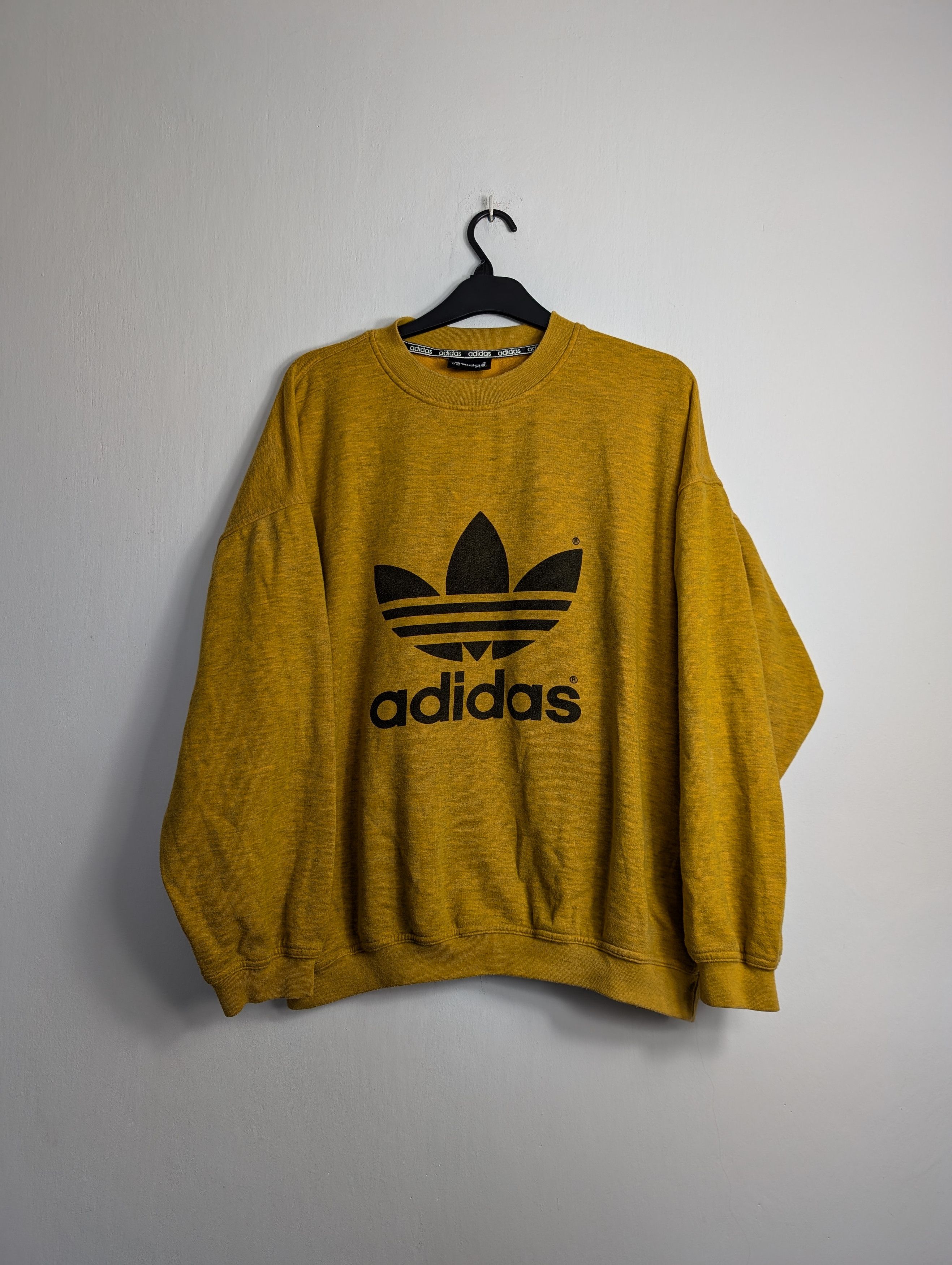 Adidas Adidas Vintage Big Logo Sweatshirt Mustard Yellow Boxy Retro Size US XL / EU 56 / 4 - 1 Thumbnail