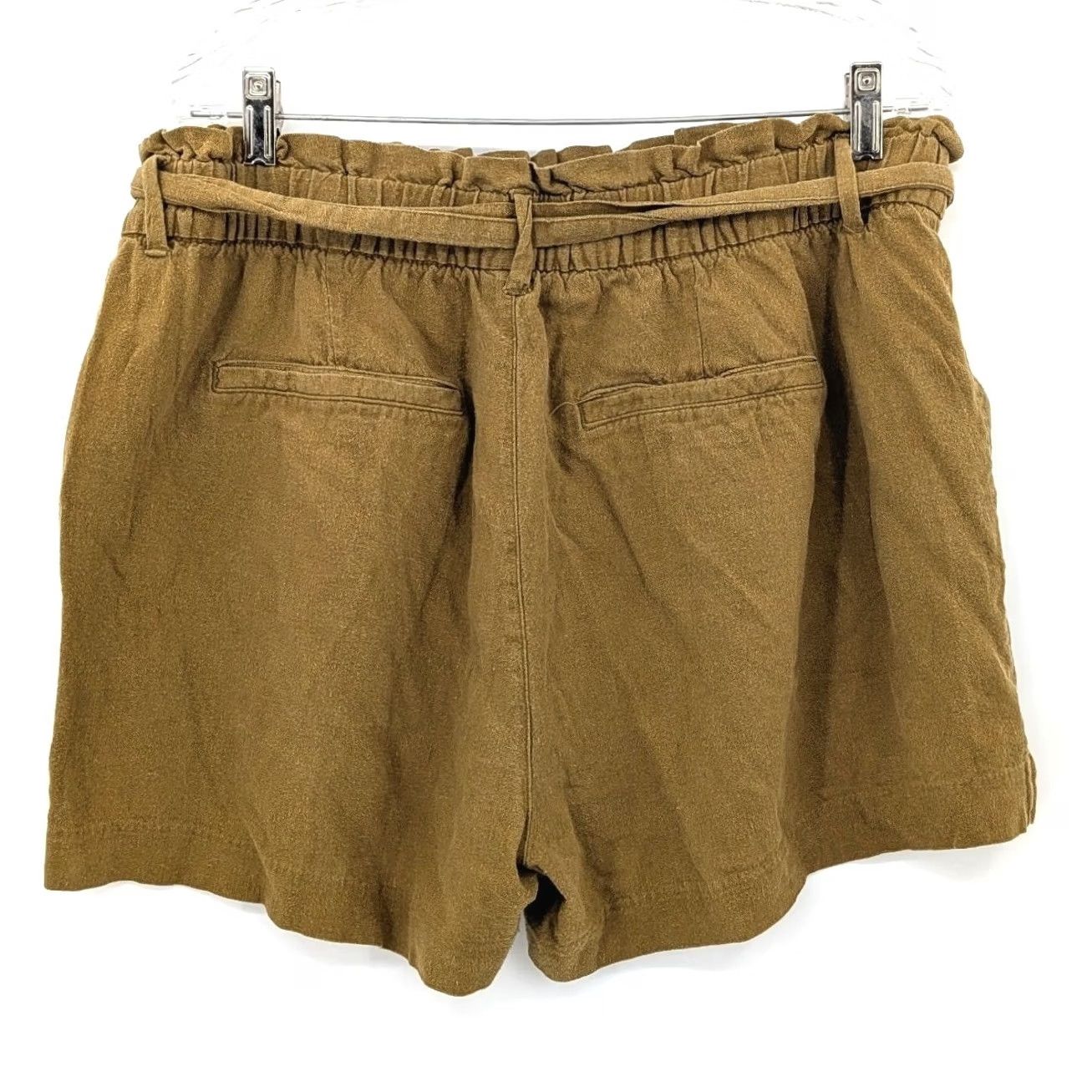 Old Navy Old Navy Boho Linen Blend Paperbag Shorts Mustard Olive 16W Pockets Womens Shorts Size 38" / US 16 / IT 52 - 6 Thumbnail