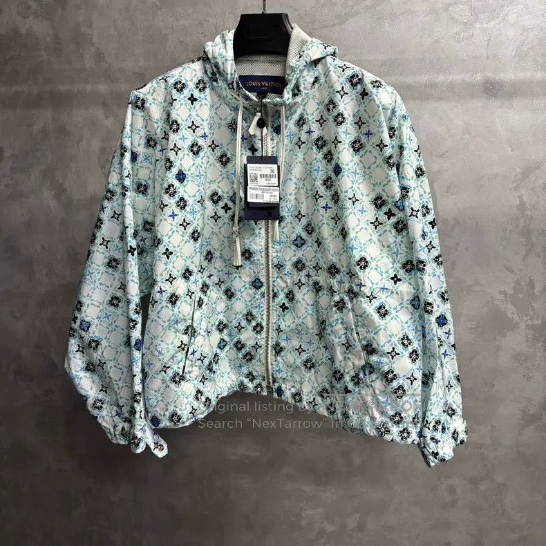 Louis Vuitton Blue Logo print hooded long-sleeved jacket