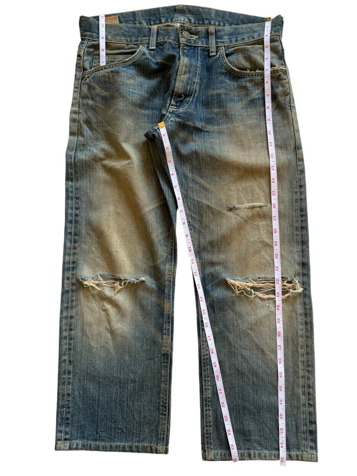 Lee Vintage Japanese Lee Riders Mud Wash Distress Baggy Jeans Size US 34 / EU 50 - 14 Thumbnail