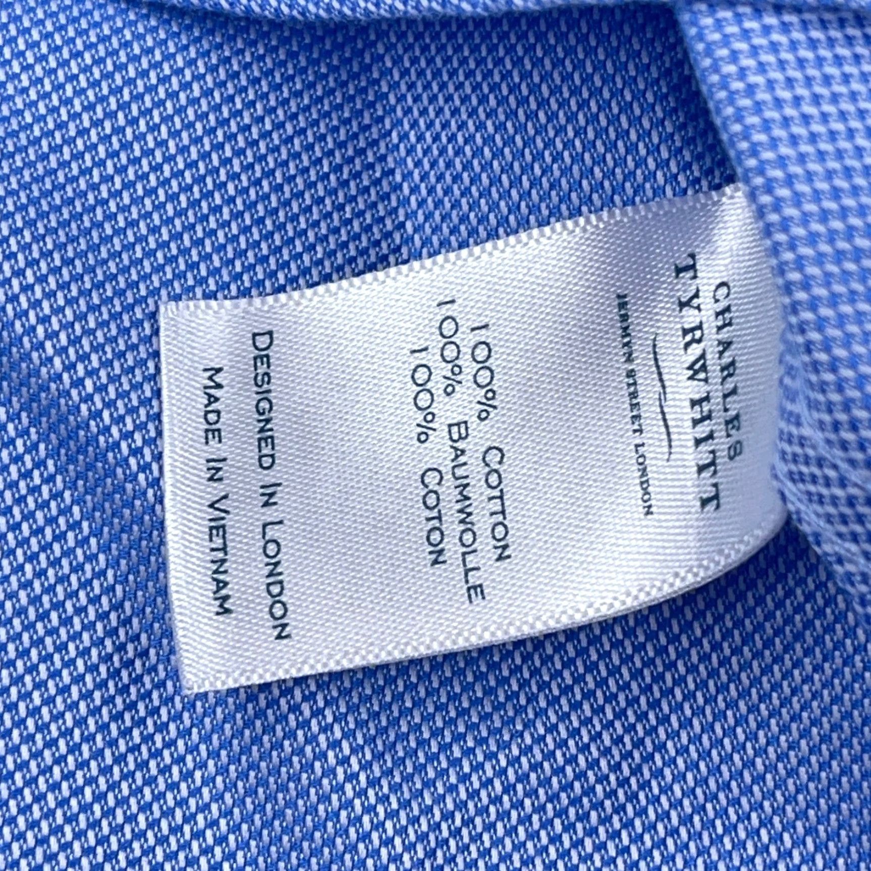 Charles Tyrwhitt Charles Tyrwhitt Shirt Men 16.5 33 Blue Button Up Slim Fit Oxford Cloth Dress L Size 42R - 7 Thumbnail