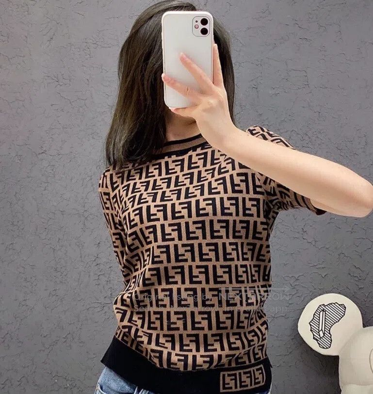 Fendi Fendi Dark brown logo letter all-over print round neck sho Size XXS / US 00 / IT 34 - 8 Thumbnail