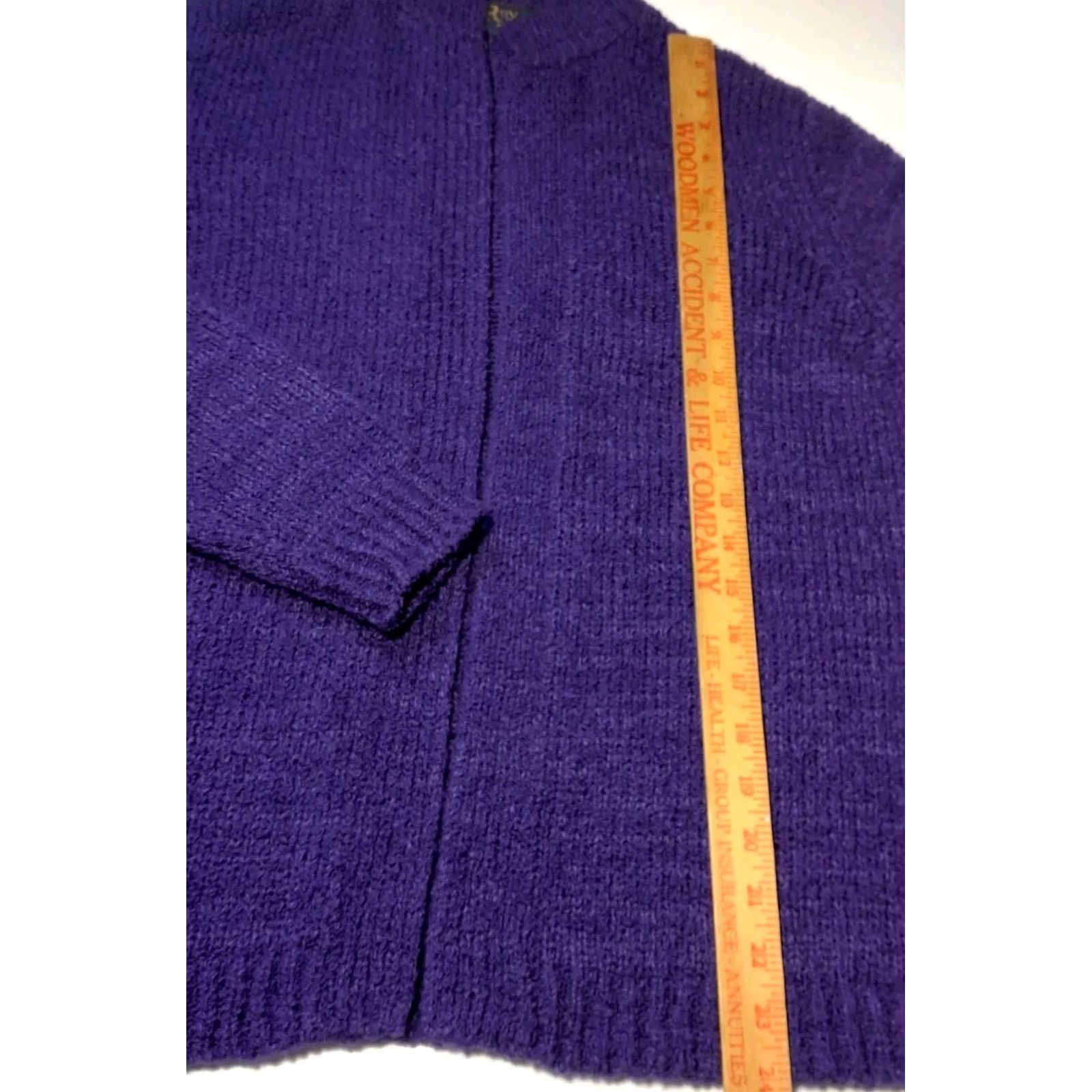 Vintage VINTAGE LeRoy Knitwear Cardigan Sweater Women XL Purple Open Front Grannycore Size XL / US 12-14 / IT 48-50 - 4 Thumbnail