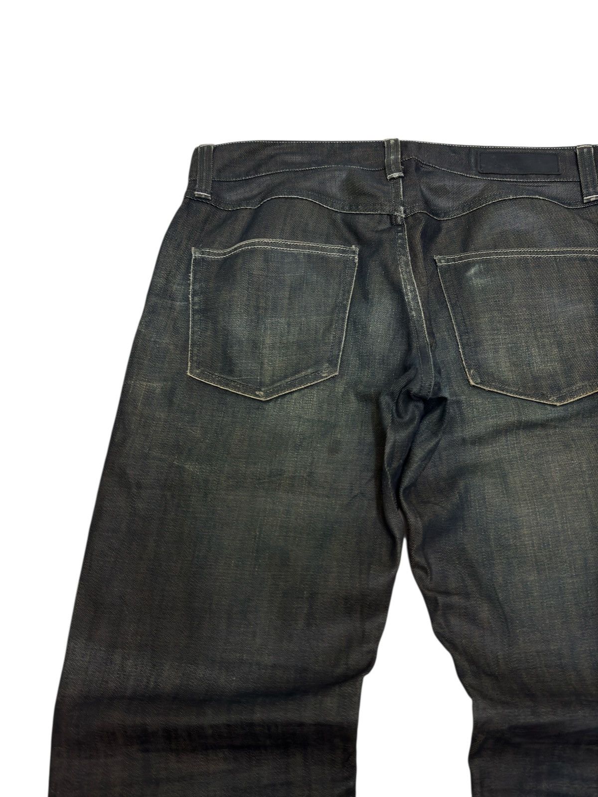 If Six Was Nine Back Number Waxed Black Jeans Coated Denim Straight Fit Size US 32 / EU 48 - 11 Thumbnail