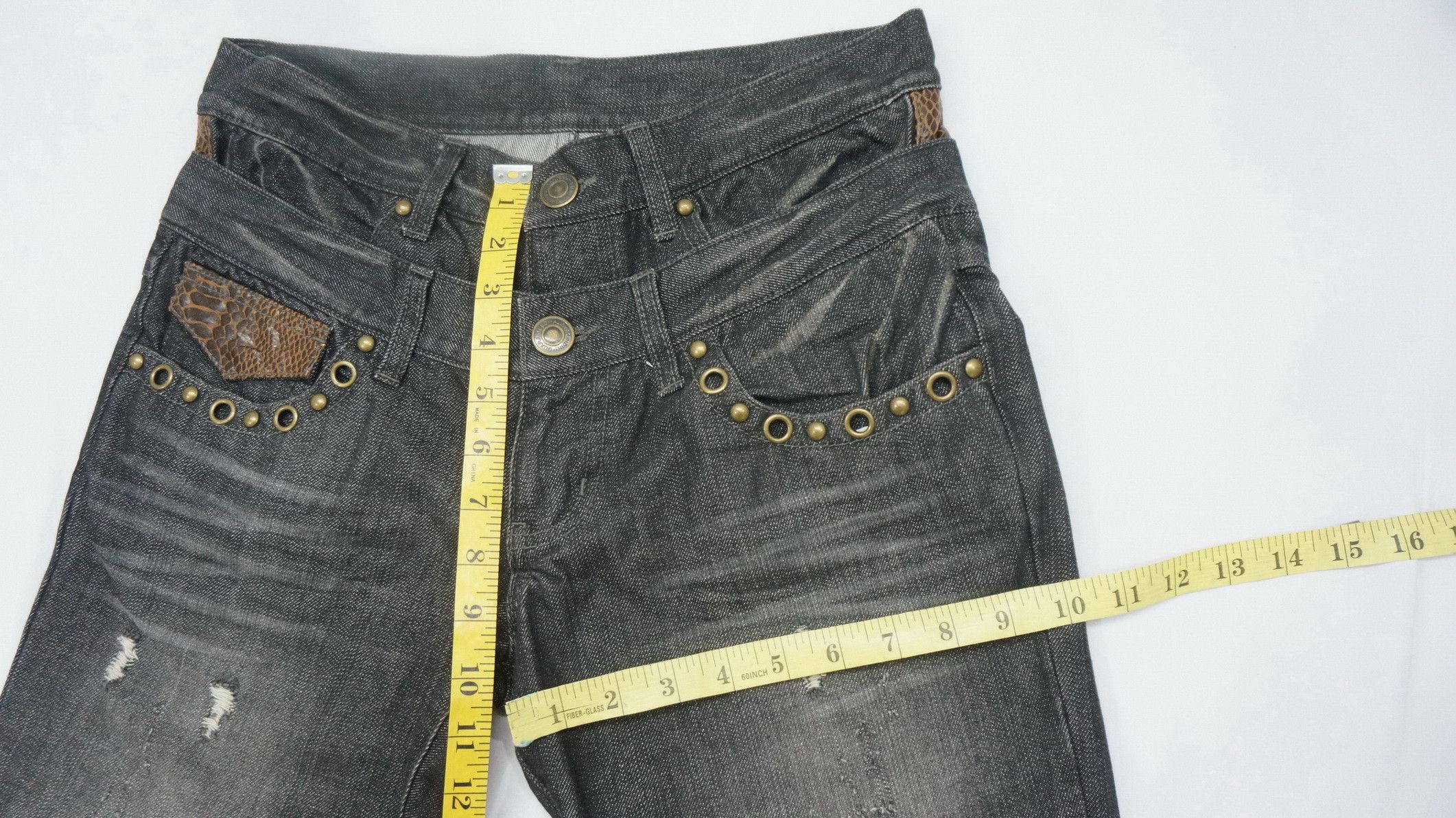 Japanese Brand ⛩️JAPANESE BRAND Double Waist Faux Snakeskin Jeans Size US 29 - 10 Thumbnail