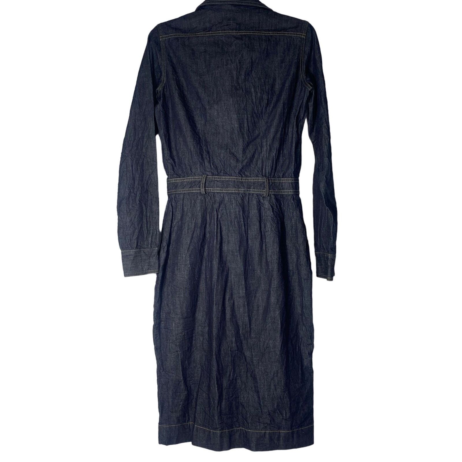 Tomas Maier NWT Tomas Maier Denim Long Sleeve Belted Shirtdress Womens 4 Size S / US 4 / IT 40 - 4 Thumbnail