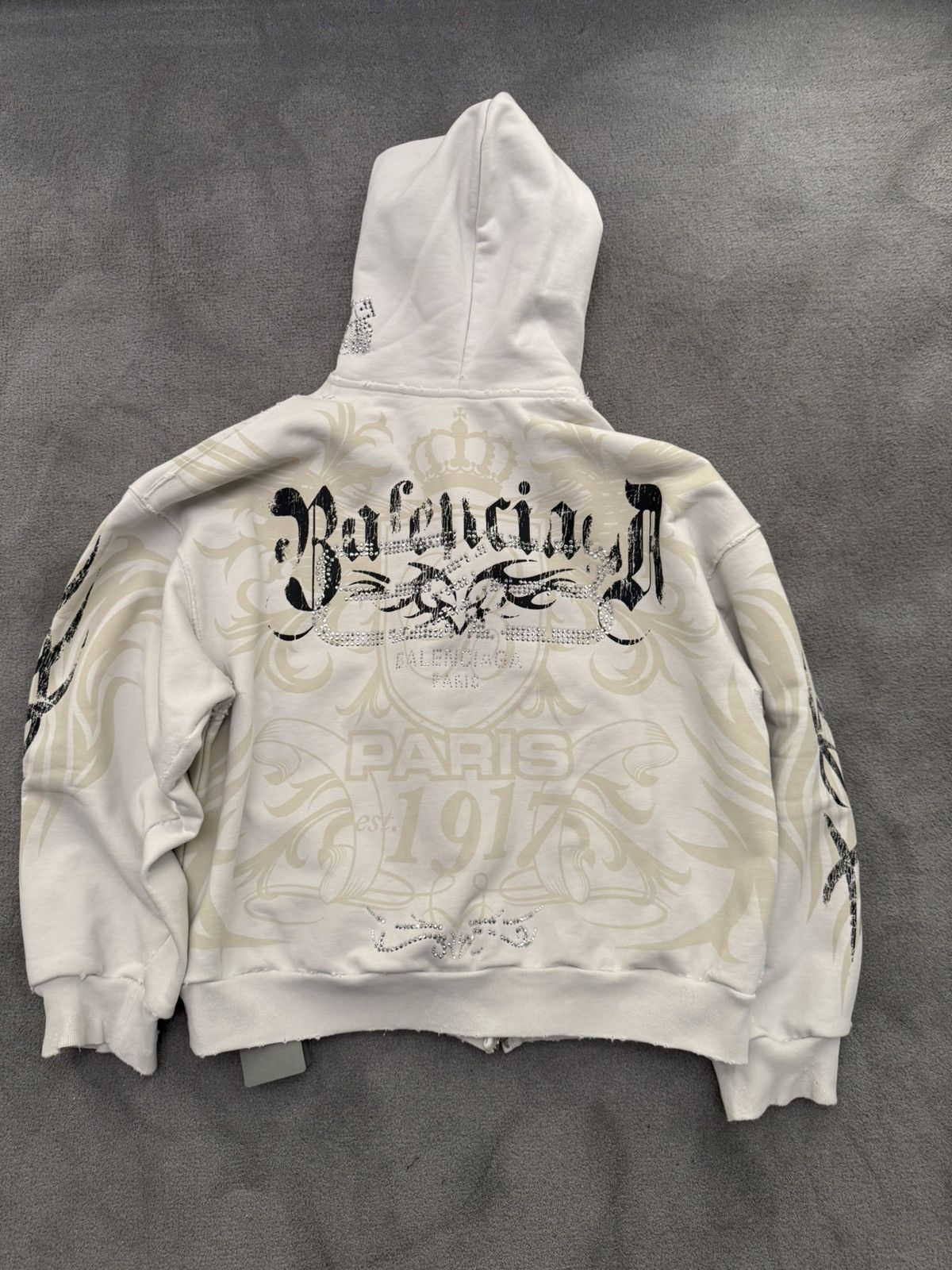 Balenciaga Balenciaga tacky embellished zip up hoodie | Grailed