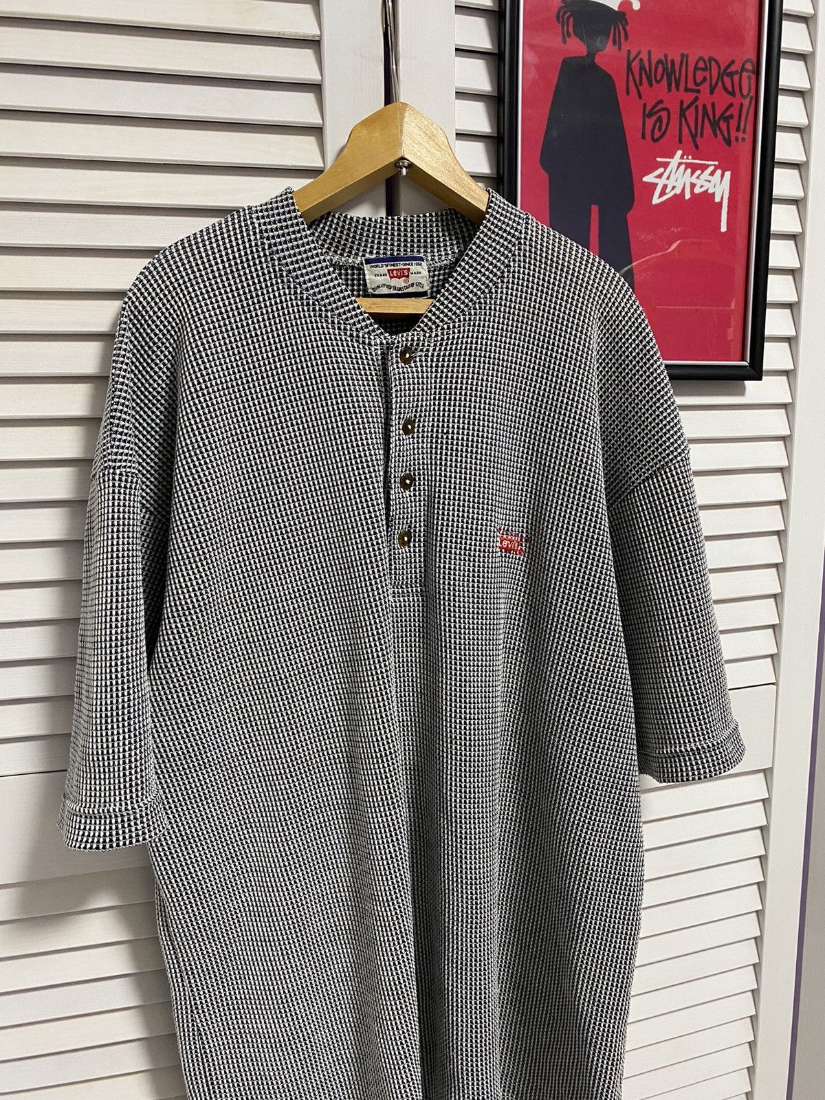Levi's × Vintage Vintage 80/90s Polo Shirt Levi's Chain Link Pattern Mesh Size US XL / EU 56 / 4 - 2 Thumbnail