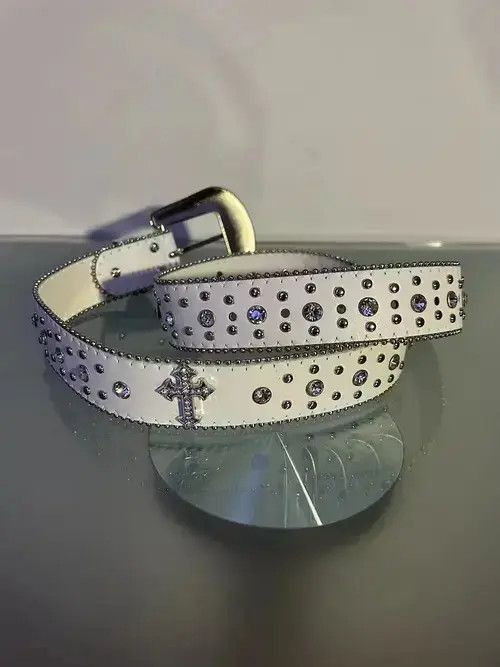 Japanese Brand × Vintage Y2K Cross Rhinestone Belt (white) Size ONE SIZE - 4 Thumbnail