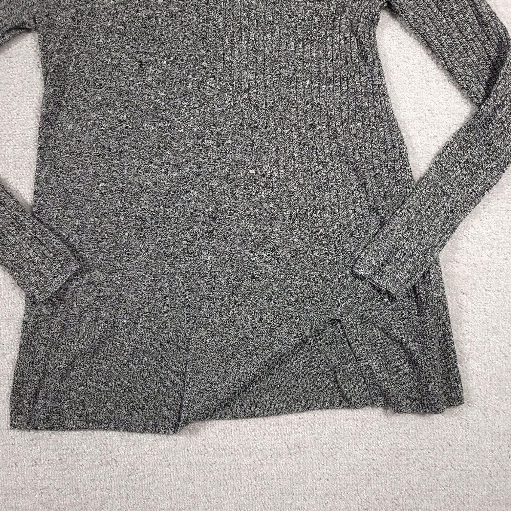 Apt. 9 Apt. 9 Sweater Women's Small Gray Round Neck Slit Stretch Long Sleeve Knit Size S / US 4 / IT 40 - 4 Thumbnail