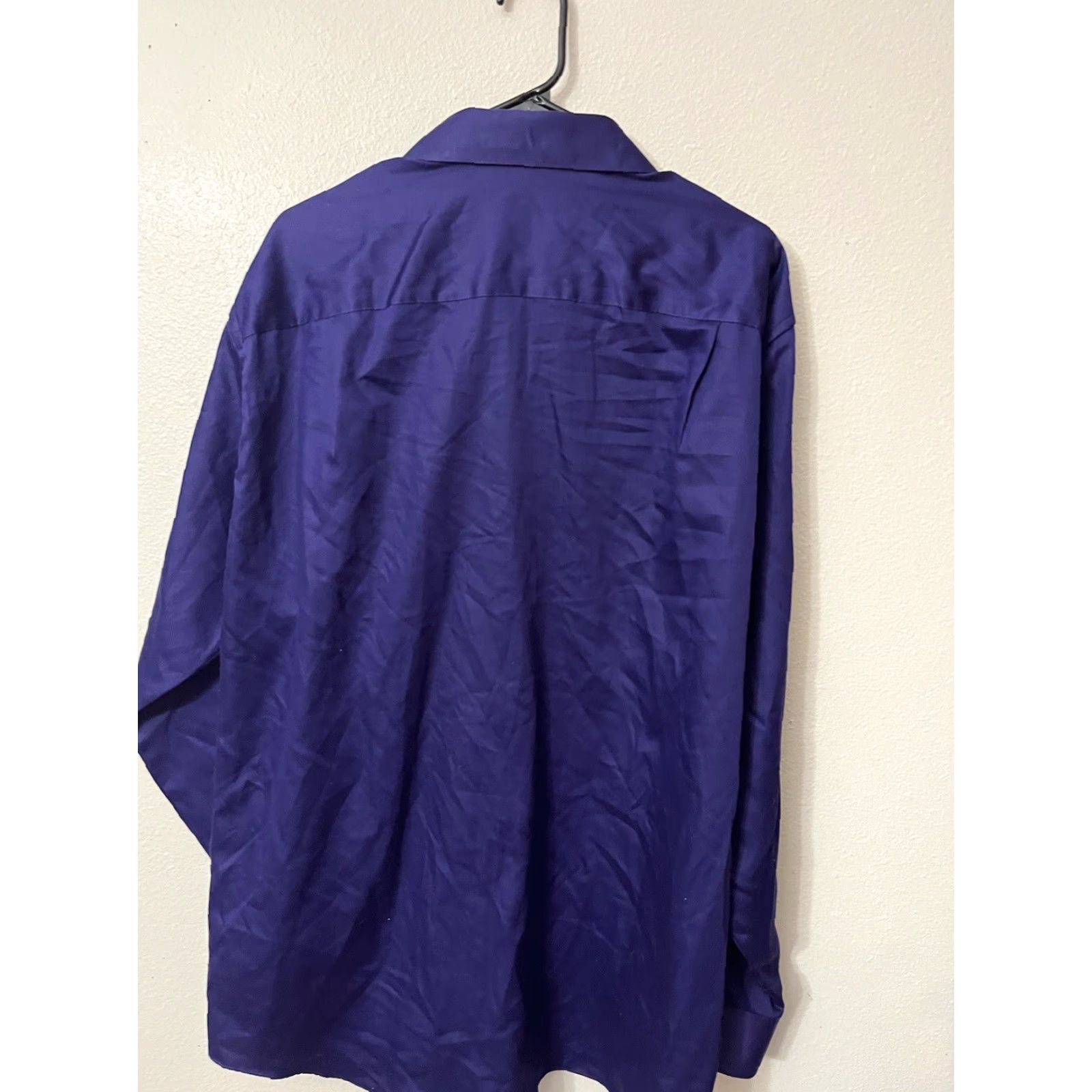 Geoffrey Beene Geoffrey Beene Mens Dress Shirt 18 Regular Fit Button-Down Collar Purple Cotton Blend Long Sleeve Button Up 18 Regular Size Mens Casual Solid Size 48R - 3 Thumbnail