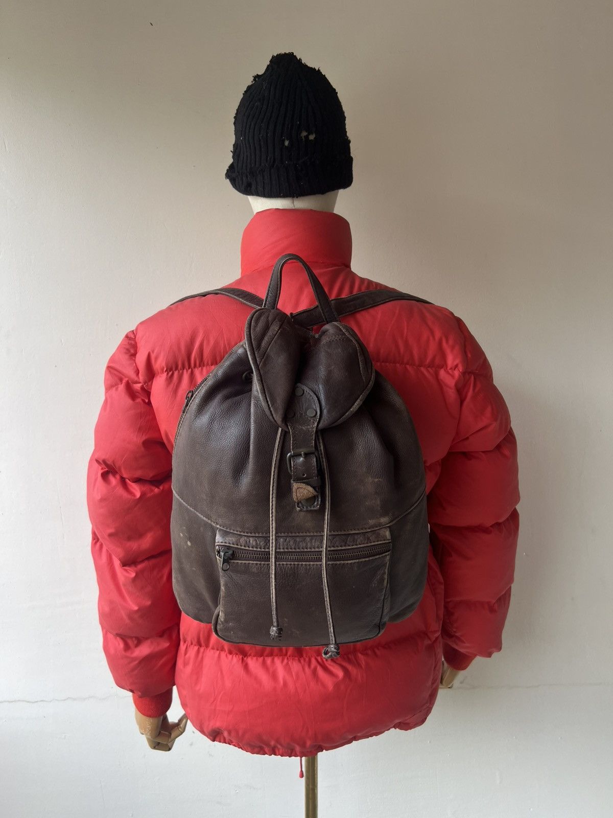 Leather Vintage DEAD HEAT Japan Patina Scratch Leather Backpack Bag Size ONE SIZE - 4 Thumbnail