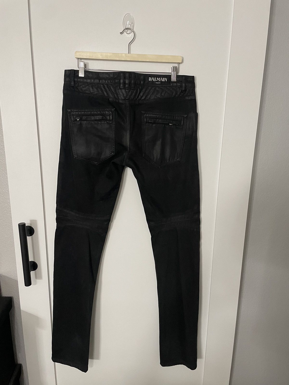 Balmain Balmain FW13 Waxed Geometric Biker Jeans Size US 32 / EU 48 - 2 Thumbnail