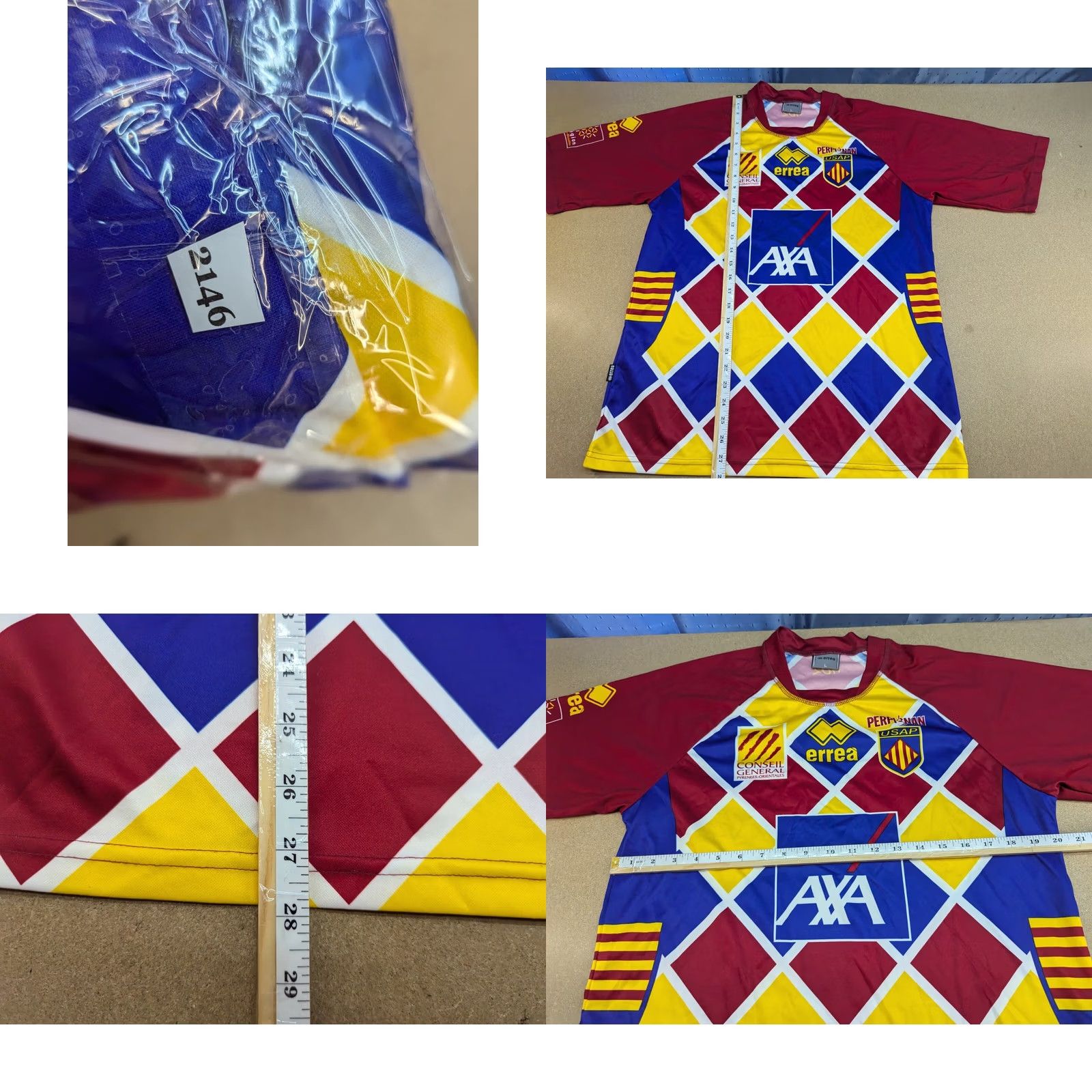 Errea Erreá Jersey Rugby USA Perpignan 2010-2011 Heineken Cup Size L Multicolor Short Sleeve Pullover Quick Dry Mens Sports Shirt Size US L / EU 52-54 / 3 - 8 Thumbnail