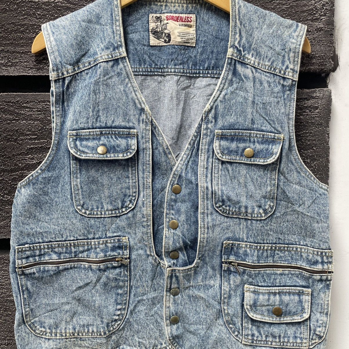 Japanese Brand × Vintage Borderless Vest Vintage Riding Denim Wash Size US L / EU 52-54 / 3 - 2 Thumbnail