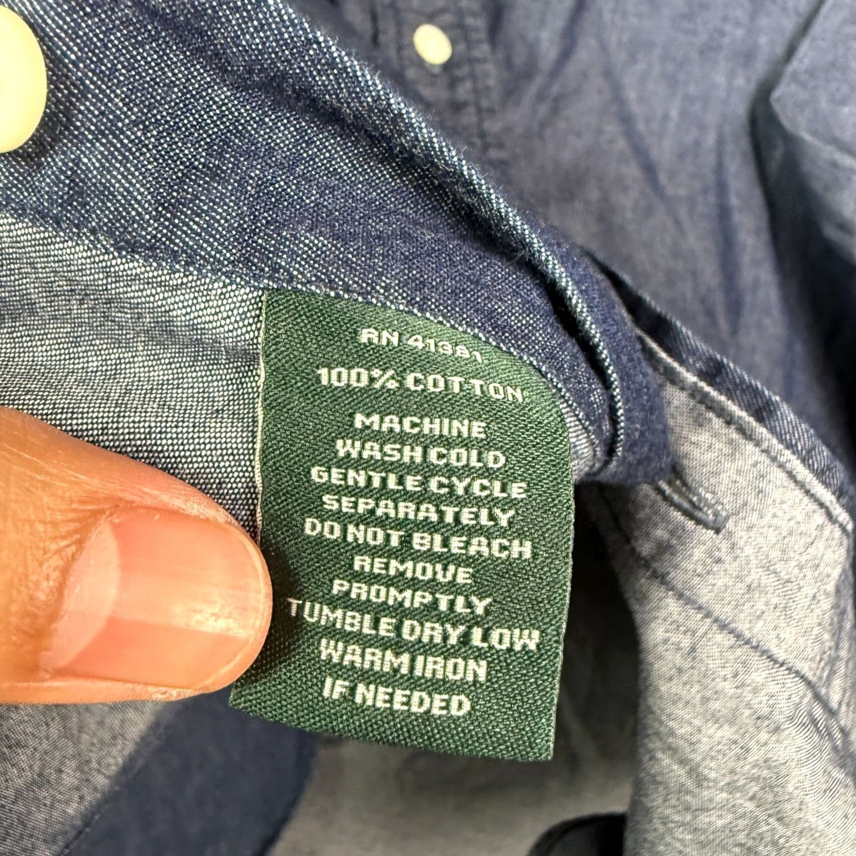 Ralph Lauren VINTAGE Lauren Ralph Lauren Shirt Mens 15 32/33 Blue Chambray Classic Pony Denim Button-Up Front-Button Collared Long Sleeve Casual Size US L / EU 52-54 / 3 - 5 Thumbnail