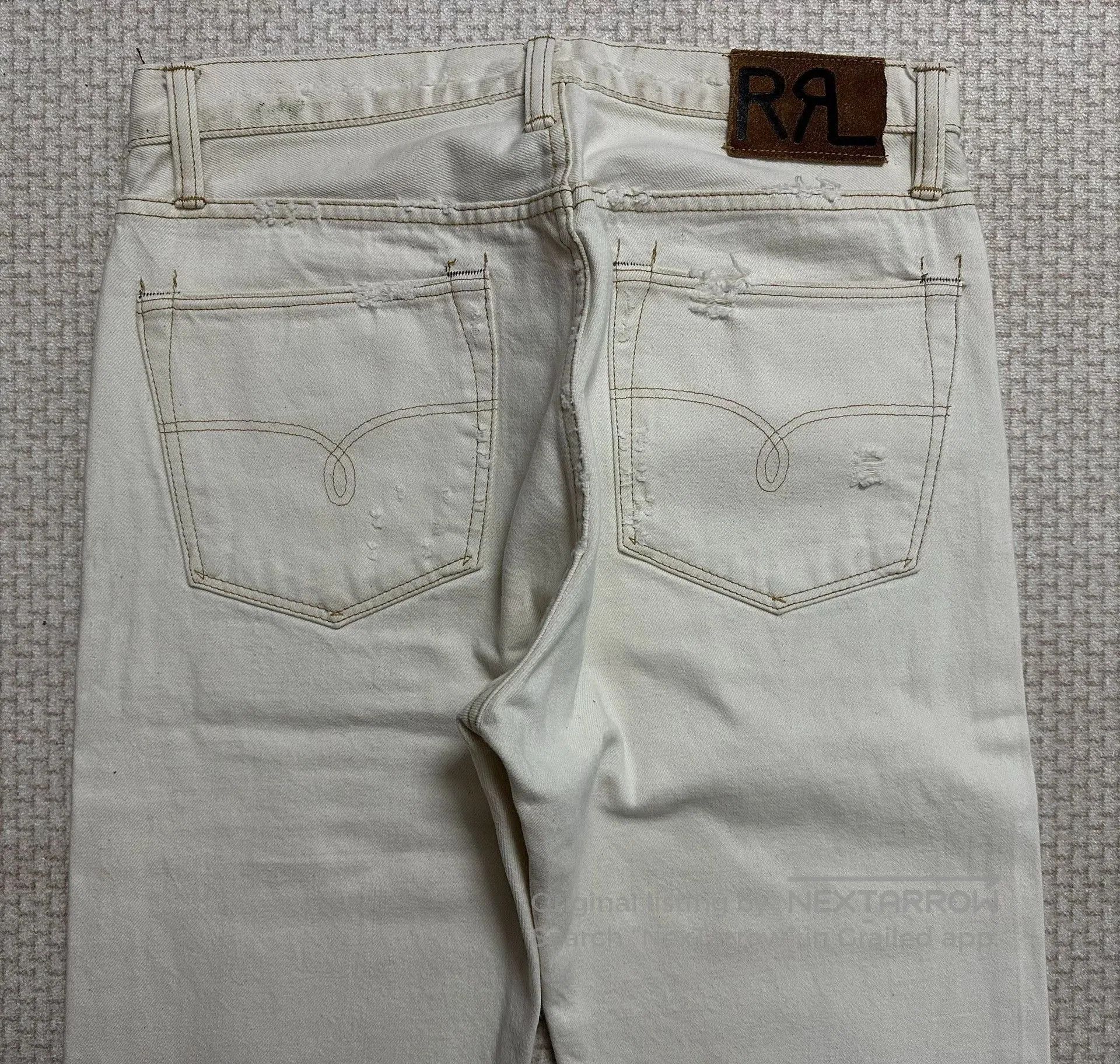 RRL Ralph Lauren RRL Vintage Ivory Distressed Straight Jeans. Size US 32 / EU 48 - 5 Thumbnail