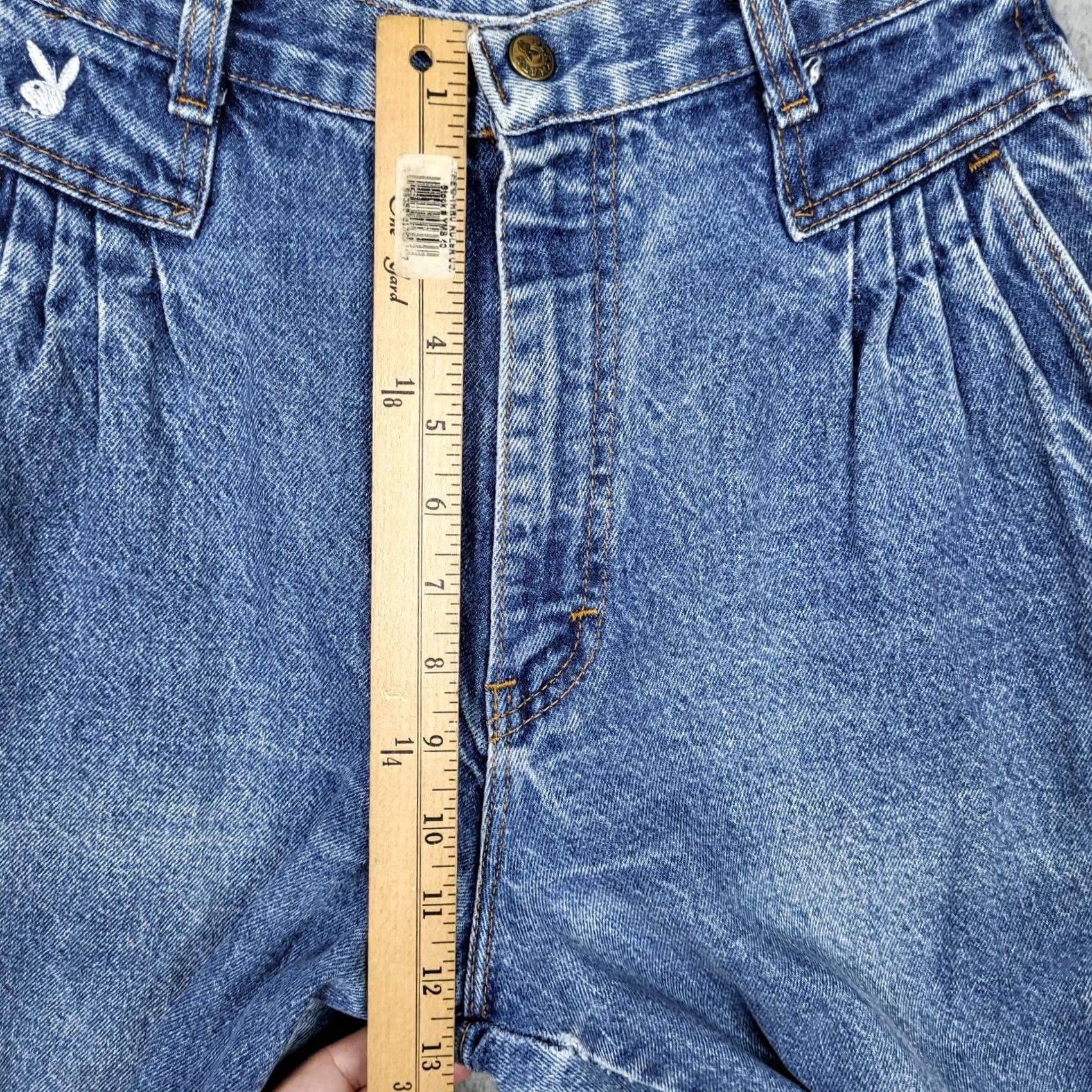 Denime VINTAGE Playmate Denim Jeans Women 11/12 High Rise Blue 5-Pocket Belted Casual Vintage Womens Jeans Size 32" / US 10 / IT 46 - 3 Thumbnail