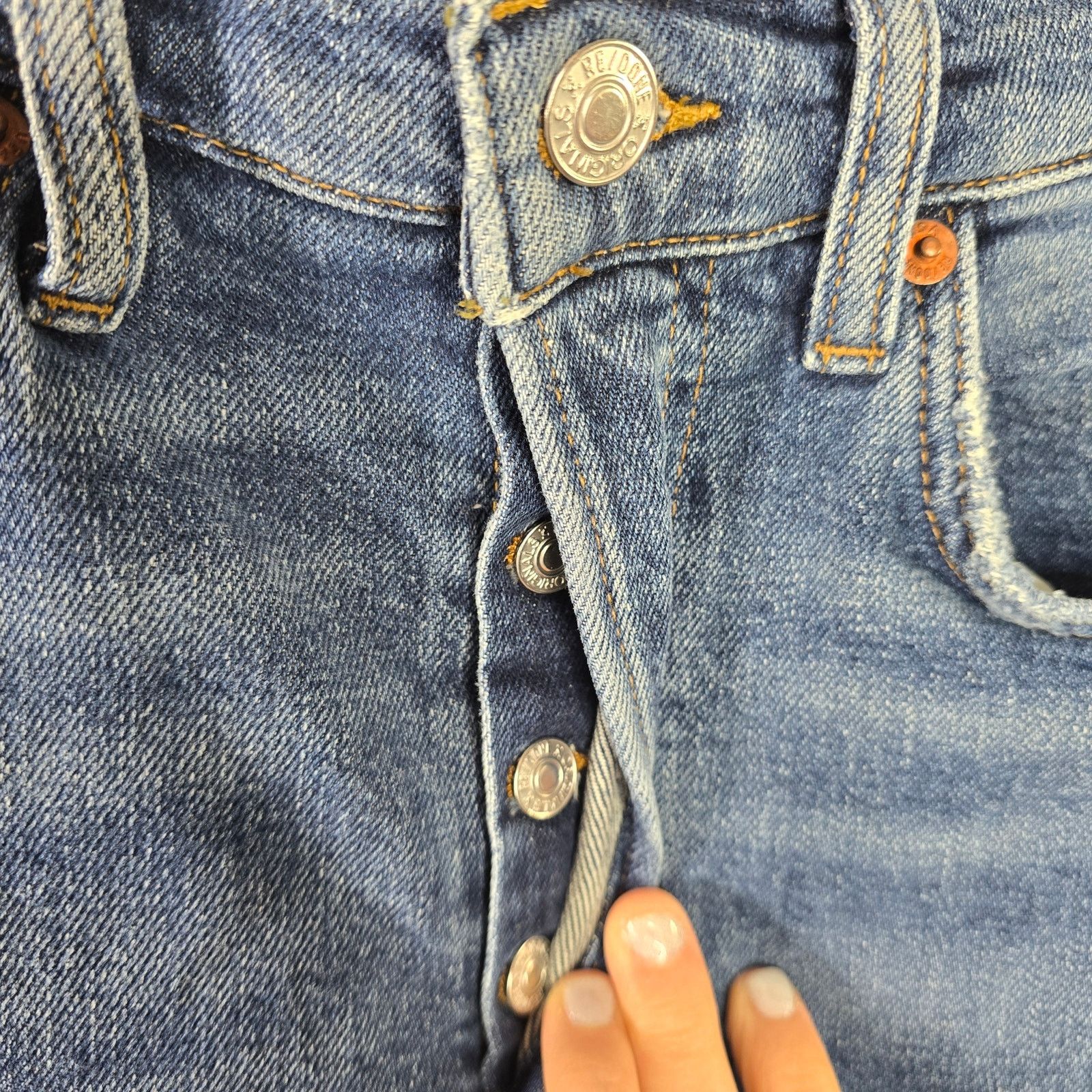 RE/DONE RE/DONE 90s High Rise Ankle Crop ButtonFly Denim Jeans Sz 28 Size 28" / US 6 / IT 42 - 3 Thumbnail