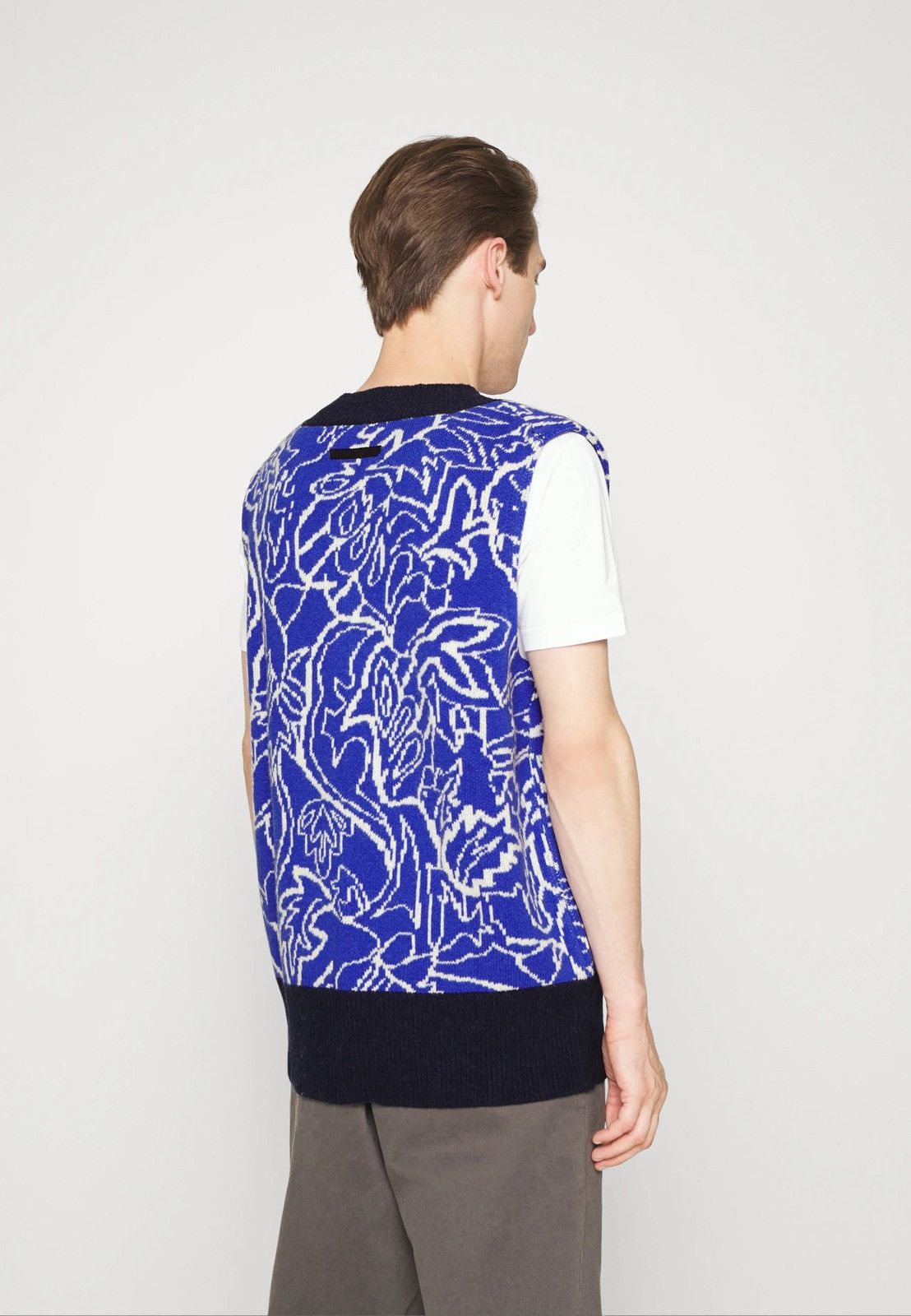 Viktor & Rolf !DS! SS23 Viktor & Rolf Jacquard Spencer Blue Knit Vest Size US M / EU 48-50 / 2 - 9 Thumbnail