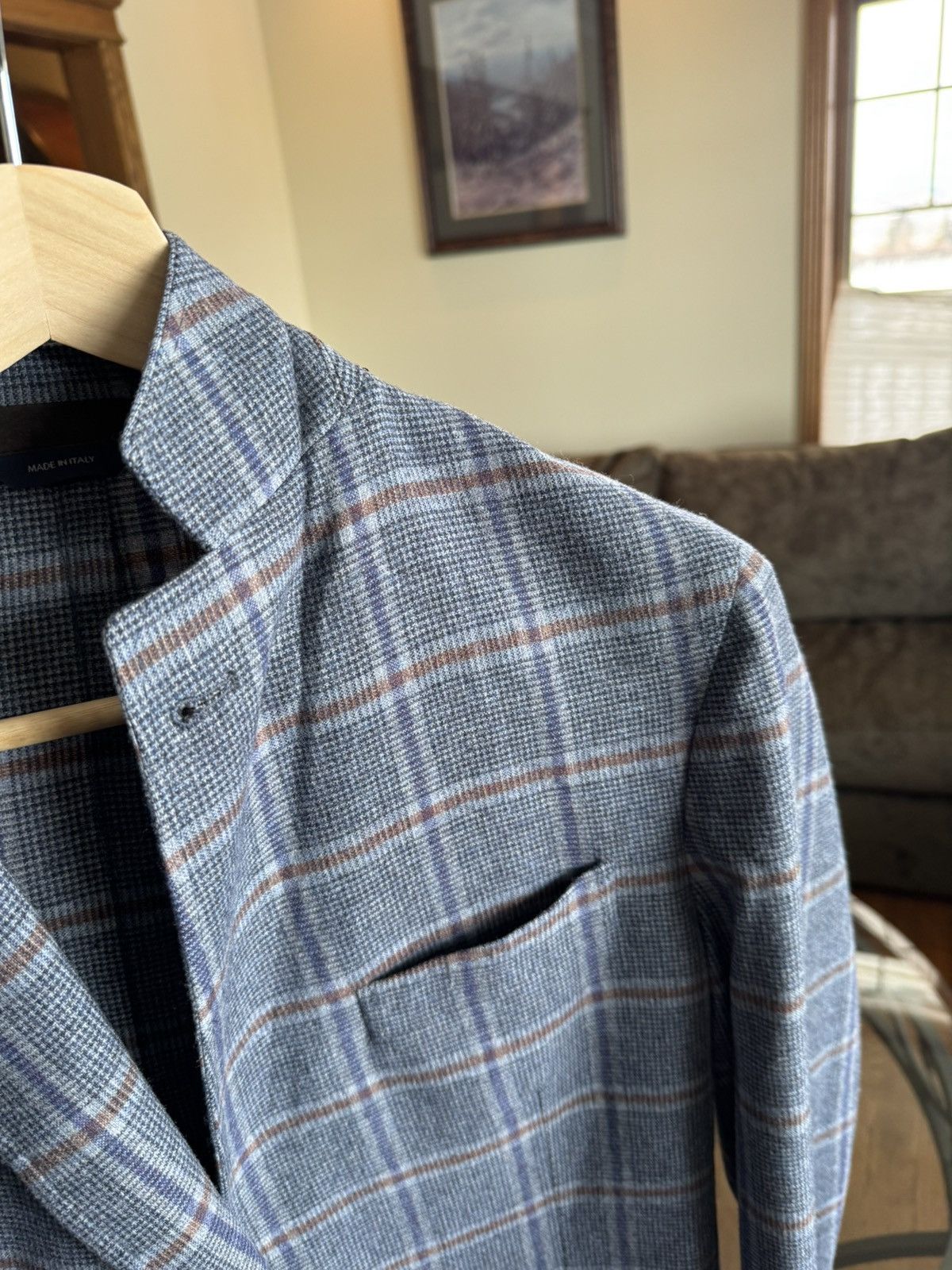 Tombolini Tombolini Blue Check Summer Sport Coat Size 40R - 6 Thumbnail