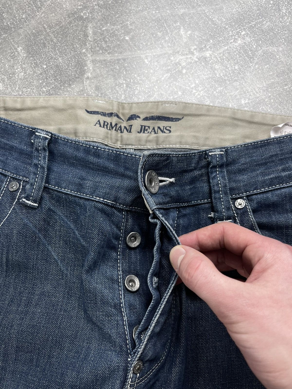 Armani Armani Jeans Vintage 00s Indigo 007 AJ Logo Denim Jeans Size US 33 - 10 Thumbnail