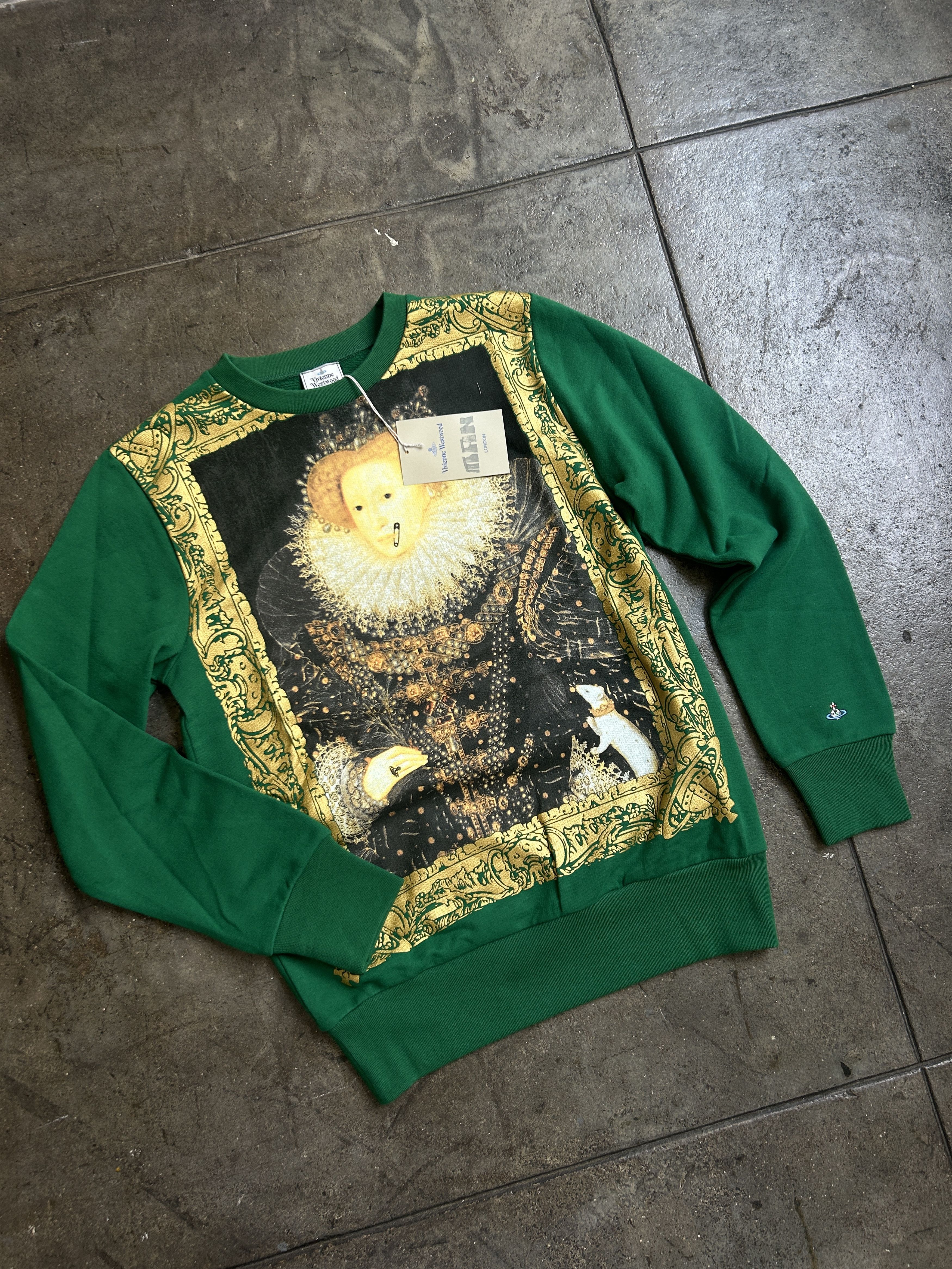 image of Vivienne Westwood 2014 In Plastic Renaissance Painting Sweater in Green, Men's (Size Small)