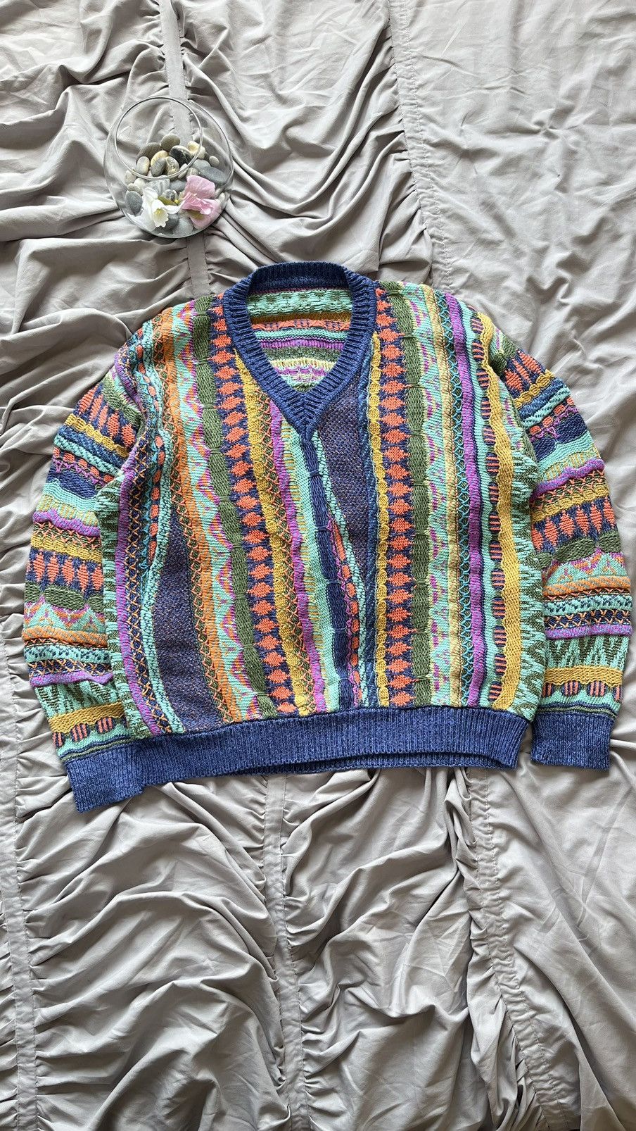 Japanese Brand Vintage Coogi Style Sweater Coloured Cable Knit Sweater Size US L / EU 52-54 / 3 - 4 Thumbnail