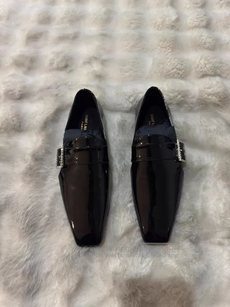 Saint Laurent Paris Saint Laurent Paris Crystal Buckle Loafers Leather Shoes Size US 7 / EU 40 - 4 Thumbnail