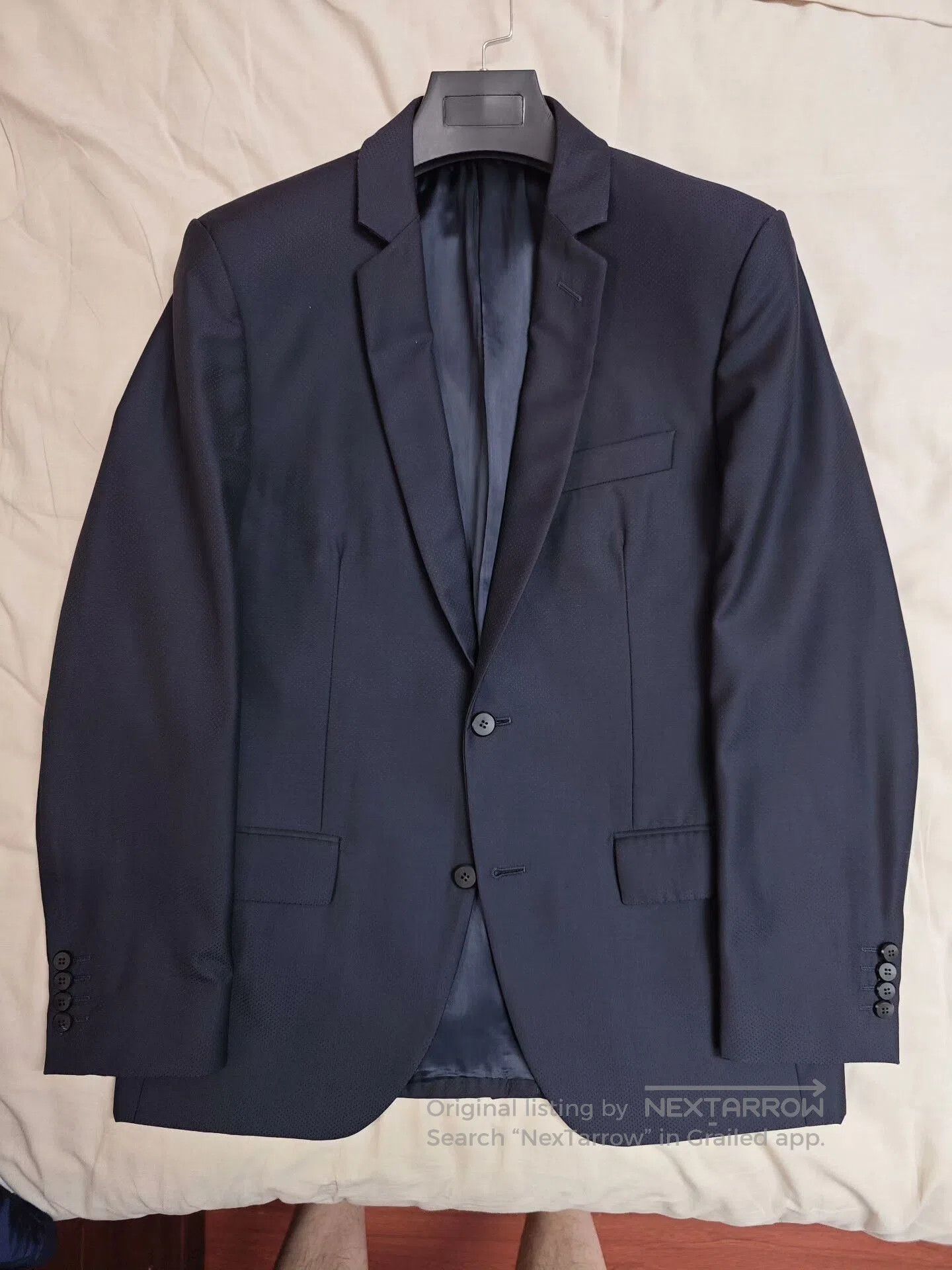 Japanese Brand Italian Giudice Wool Suit with Navy Pattern. Size US M / EU 48-50 / 2 - 5 Thumbnail