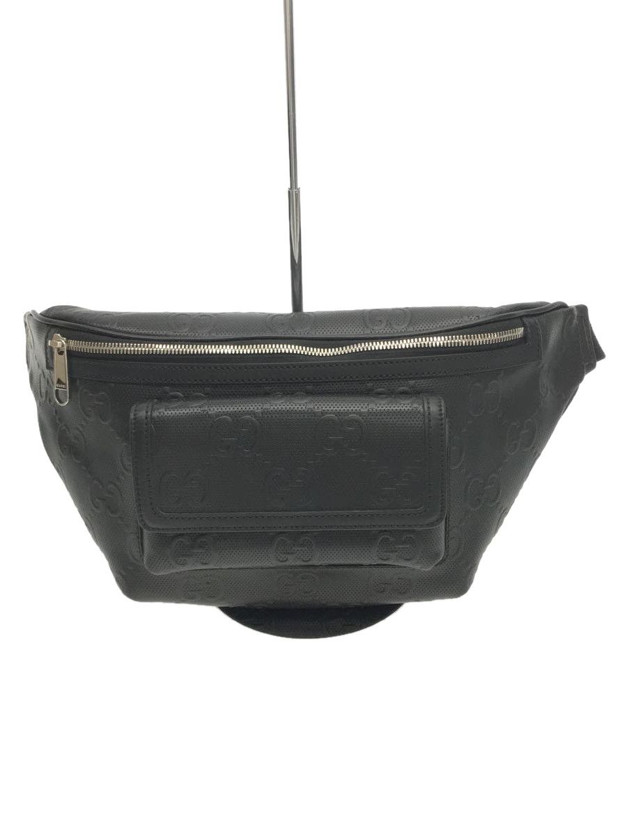 image of Gucci Waist Bag Blk Allover Pattern GG Punching Tanned Leather in Black, Women's