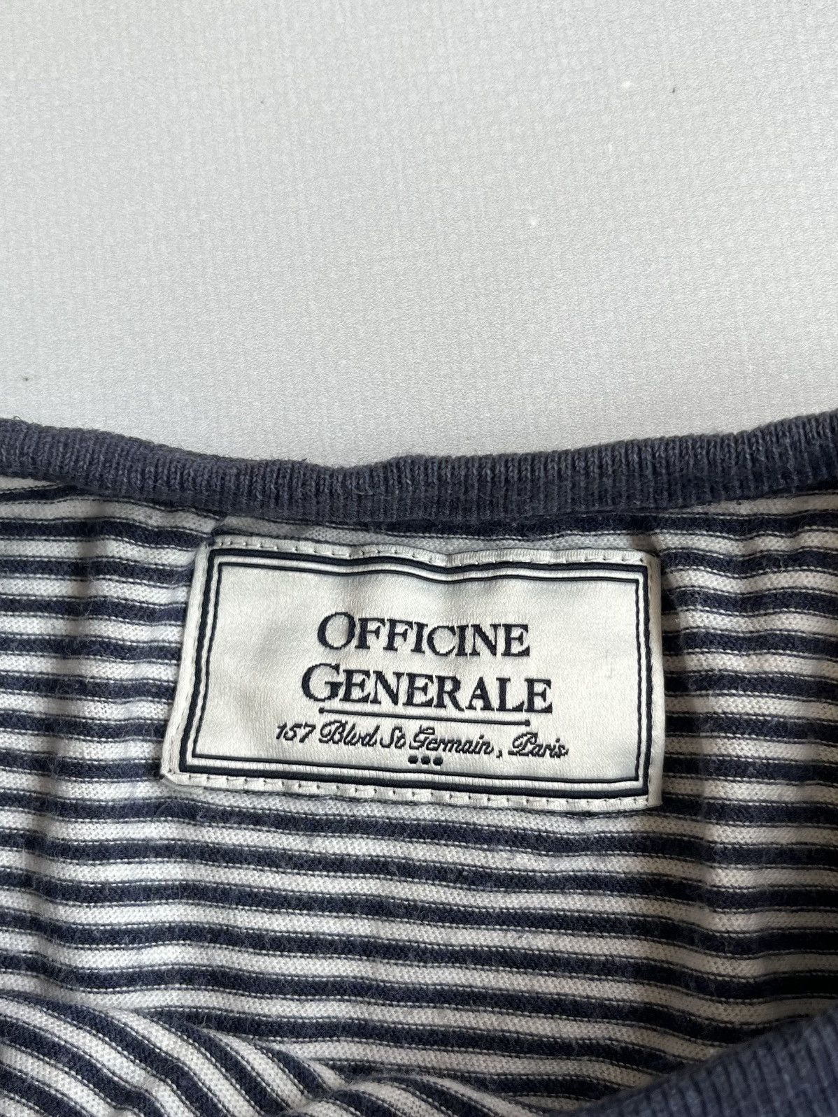 Officine Generale Officine Generale Women Blue & White Short Sleeve Striped Size M / US 6-8 / IT 42-44 - 3 Thumbnail