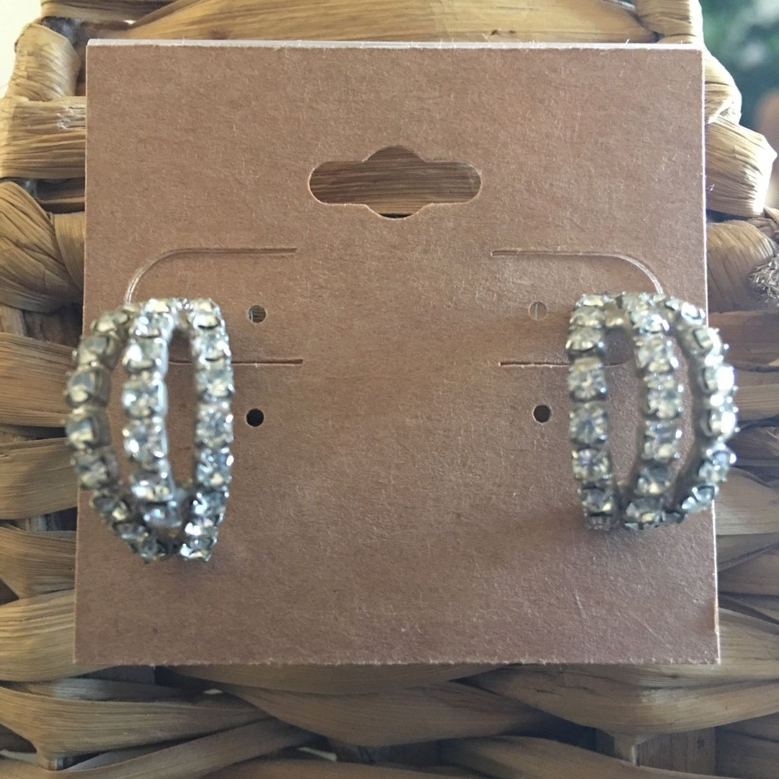 Vintage Vintage elegant clear rhinestone pierced earrings Size ONE SIZE - 1 Thumbnail