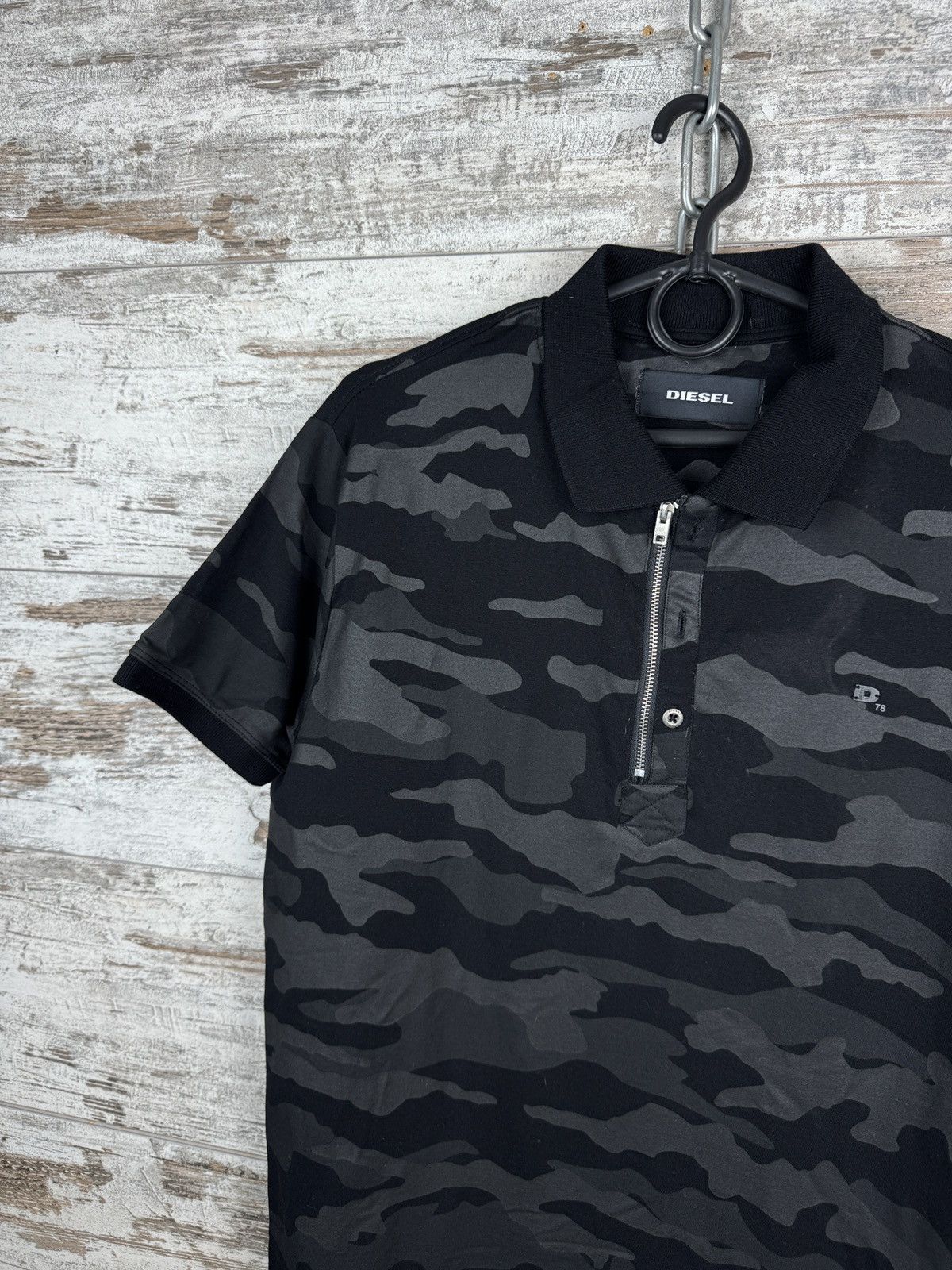 Diesel Diesel Camouflage Polo Shirt Black Grey Slim Fit Zip XS Size US XS / EU 42 / 0 - 3 Thumbnail
