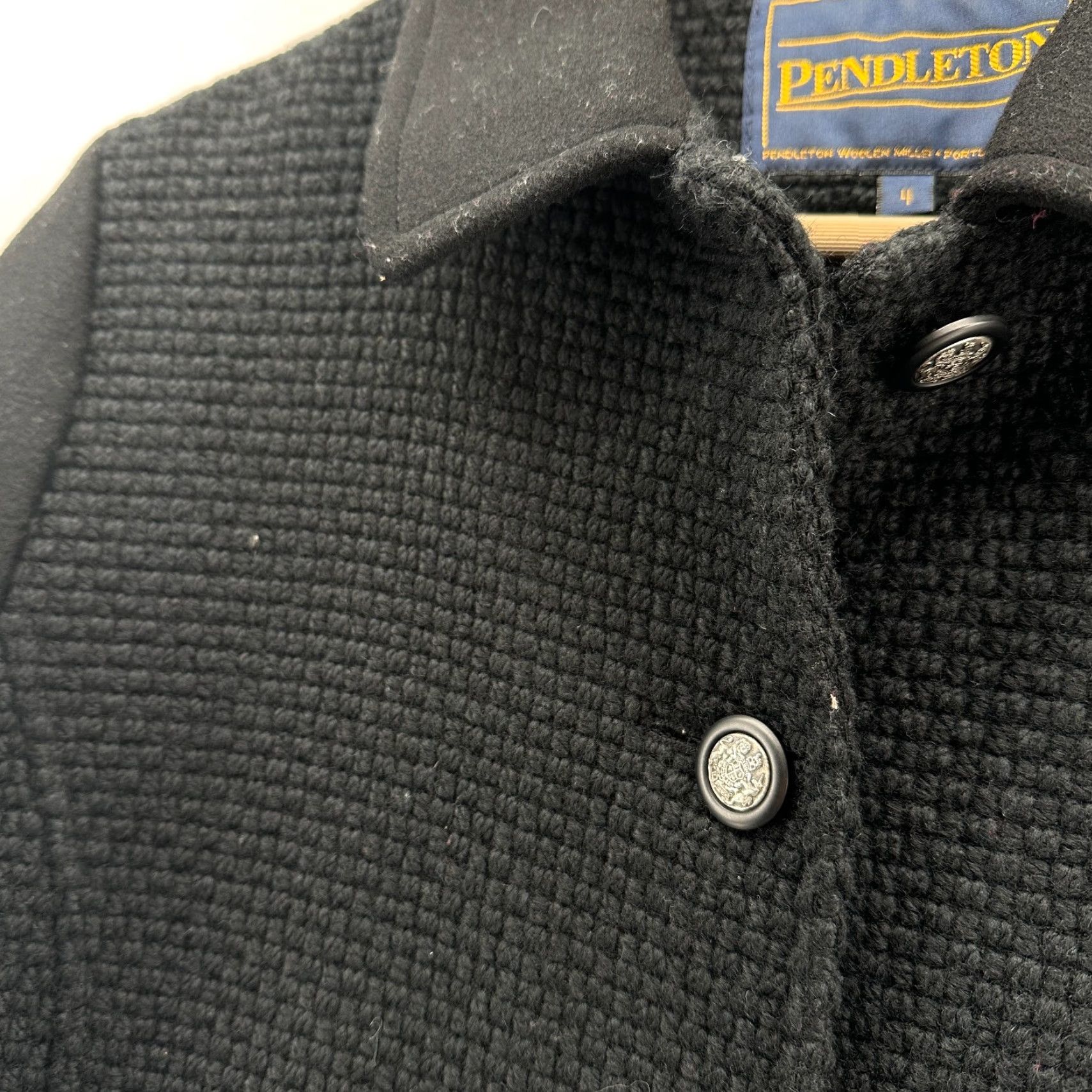 Pendleton VINTAGE Pendleton Womens Jacket Wool Black Short Lined Button Front Size 4 Regular Womens 90s Classic City Outdoor Pockets Size 27" / US 4 / IT 40 - 4 Thumbnail