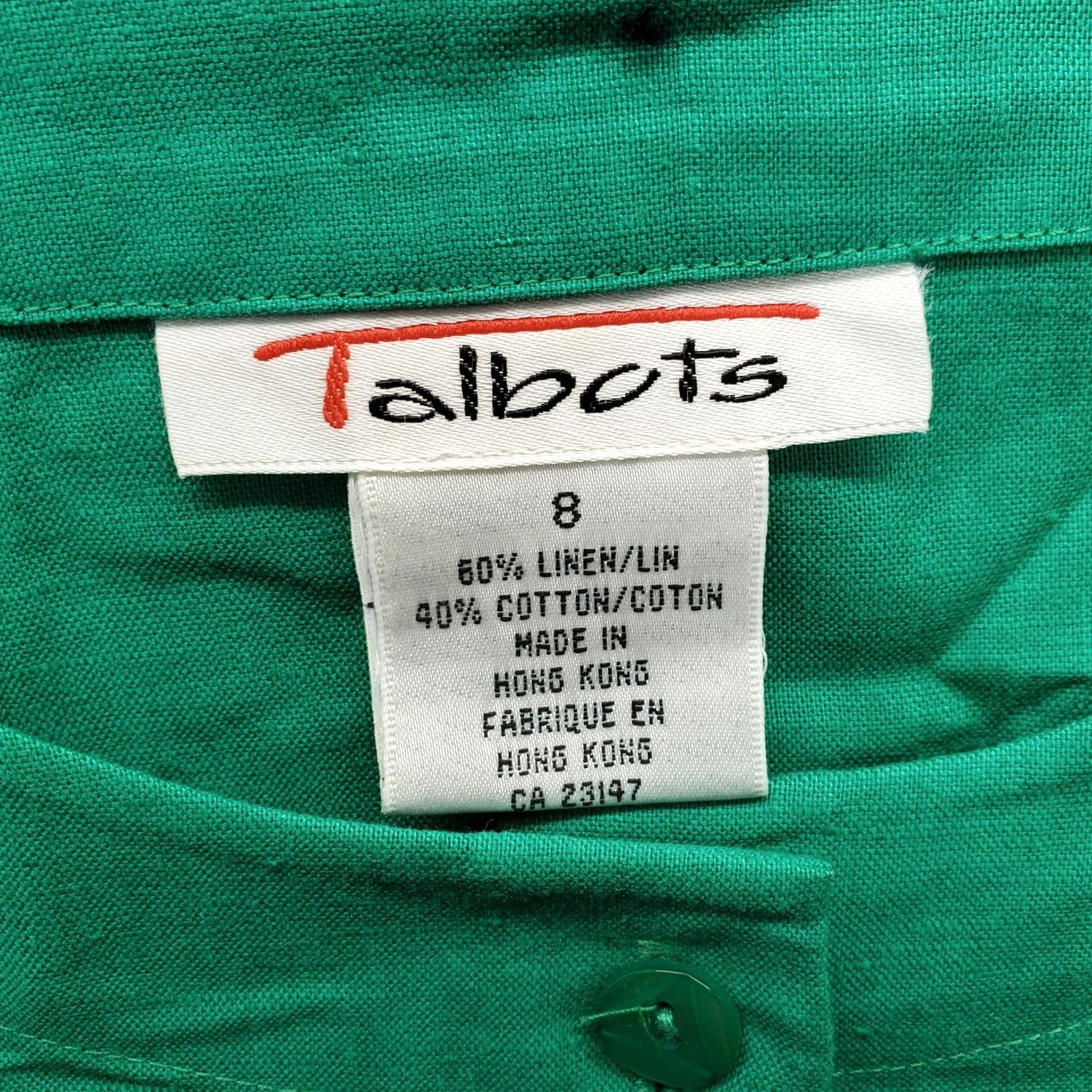 Talbots Talbots Blouse Top Womens Size 8 Green Linen Blend Short Sleeve Button Front Size M / US 6-8 / IT 42-44 - 6 Thumbnail