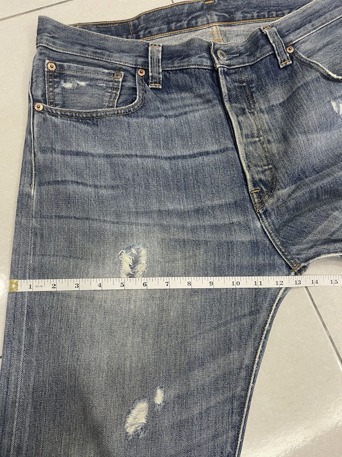 Levi's Levi's 501 Custom Distressed Patched Denim Jeans - W36 L32 Size US 36 / EU 52 - 13 Thumbnail