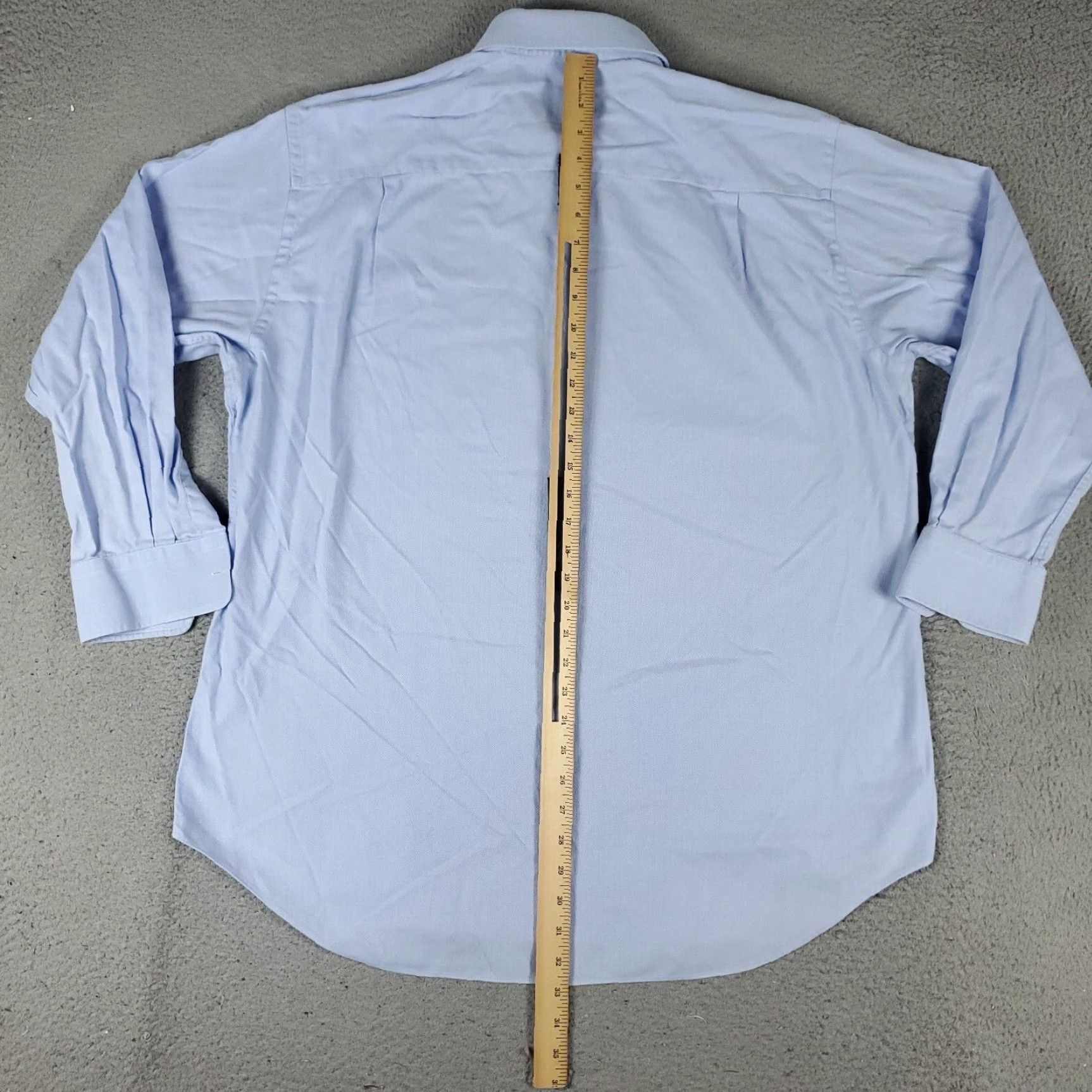 David Donahue David Donahue Dress Shirt Mens Size 17 Blue Solid Long Sleeve Button Up Modern Size 46R - 6 Thumbnail