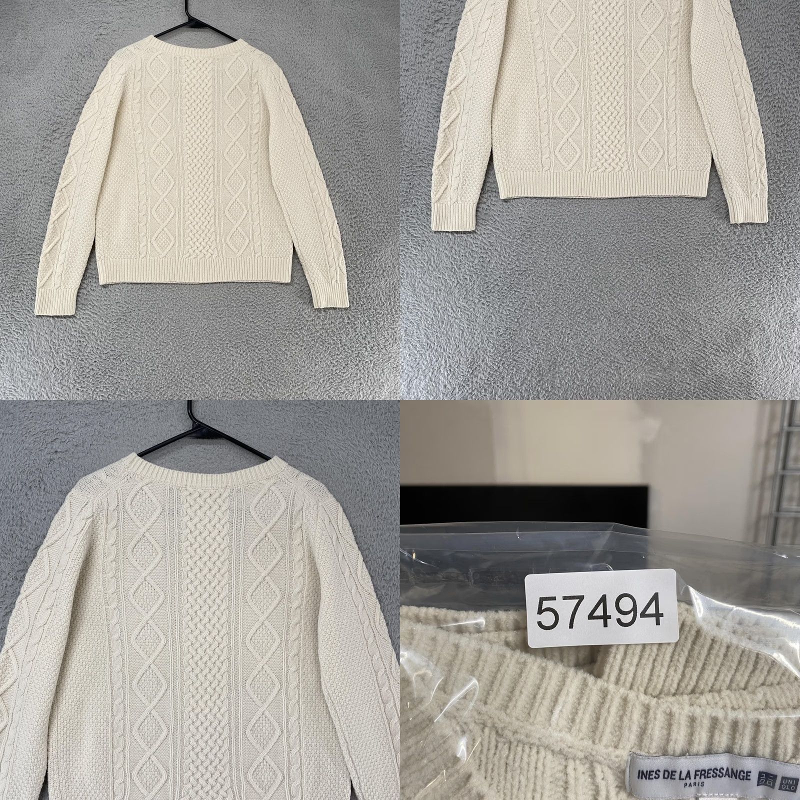Uniqlo Uniqlo Sweater Womens M White Crew Neck Cable Knit Fisherman Aran Style Knit Heavyweight Winter Casual Size M / US 6-8 / IT 42-44 - 8 Thumbnail