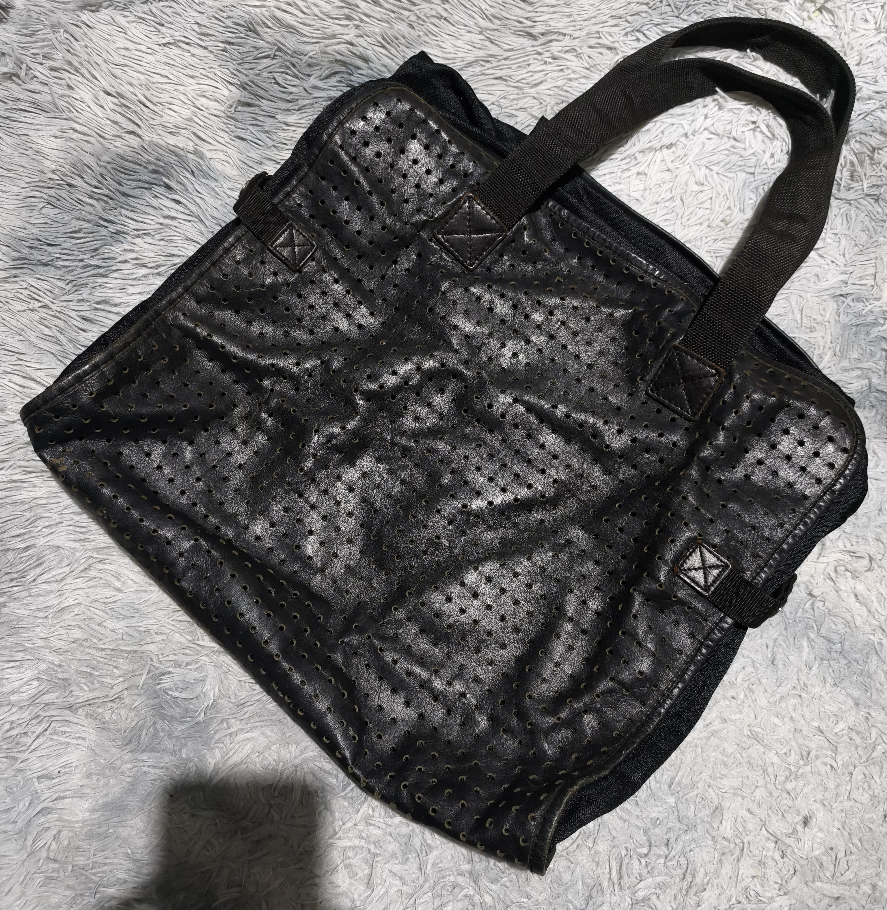 Issey Miyake Vintage Issey Miyake Perforated Dot Pattern Leather Bag Size ONE SIZE - 3 Thumbnail