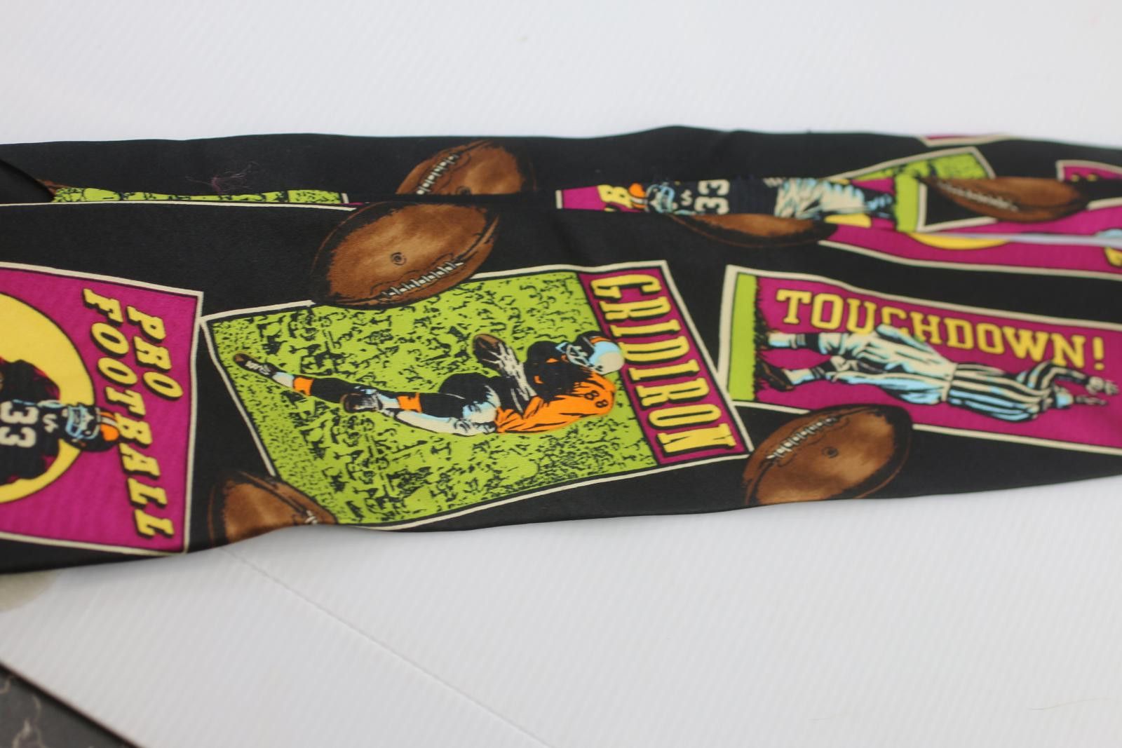 The Tie Bar 100% Silk Football Tie Handmade Vibrant Colors Mens Tie Game Size ONE SIZE - 3 Thumbnail