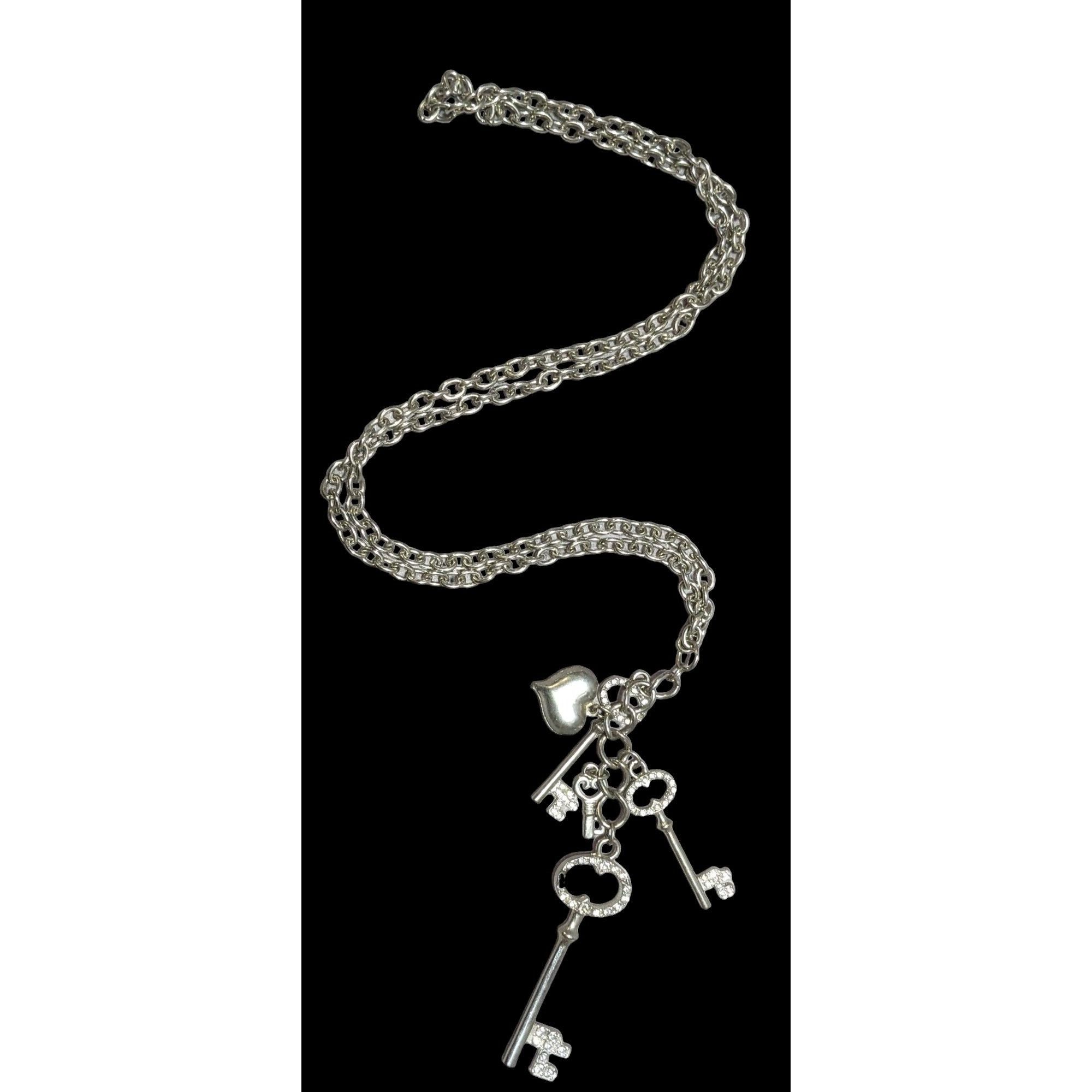 Other Silver Rhinestone Key Charm Cluster Necklace Size ONE SIZE - 1 Thumbnail