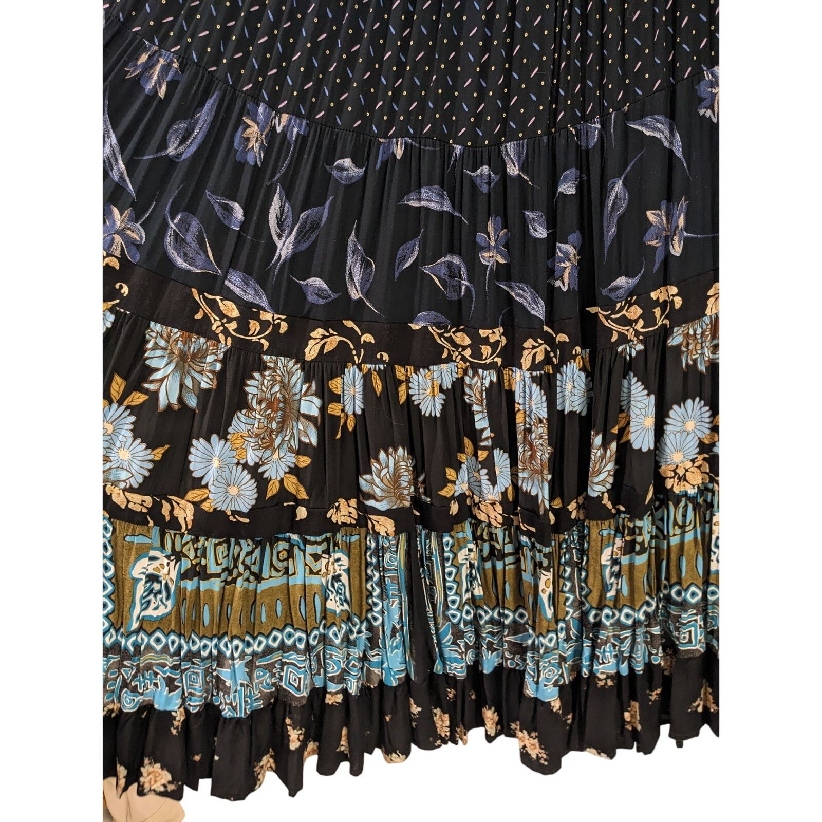 Other Vintage 1970's Anna Konya Floral Pleated Maxi Skirt Size 26" / US 2 / IT 38 - 3 Thumbnail