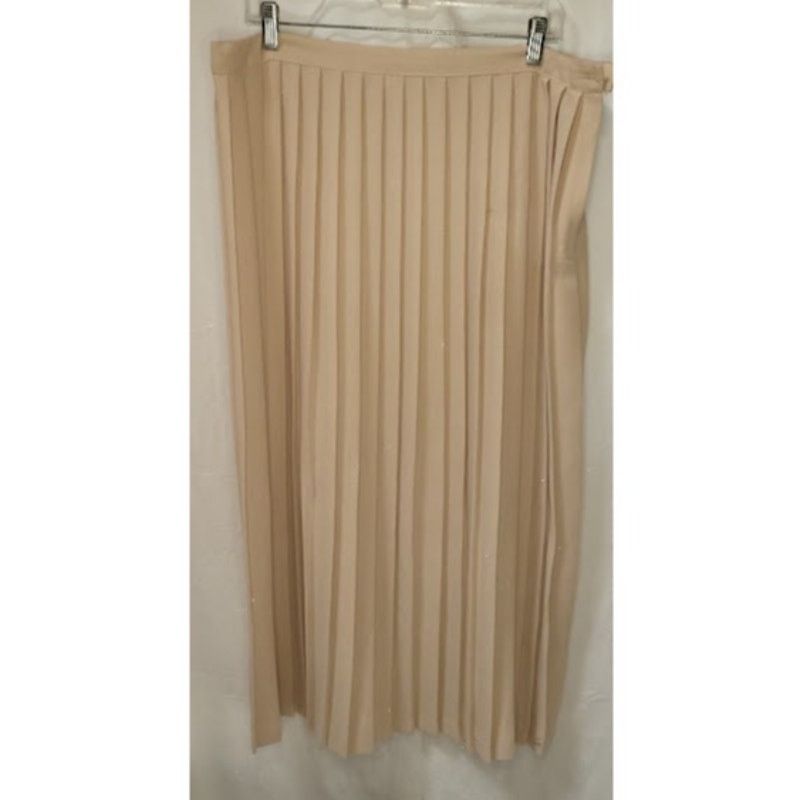 Other Beige Pleated Midi Skirt by Manhattan Nice Wear Size 2X Size 38" / US 16 / IT 52 - 1 Thumbnail