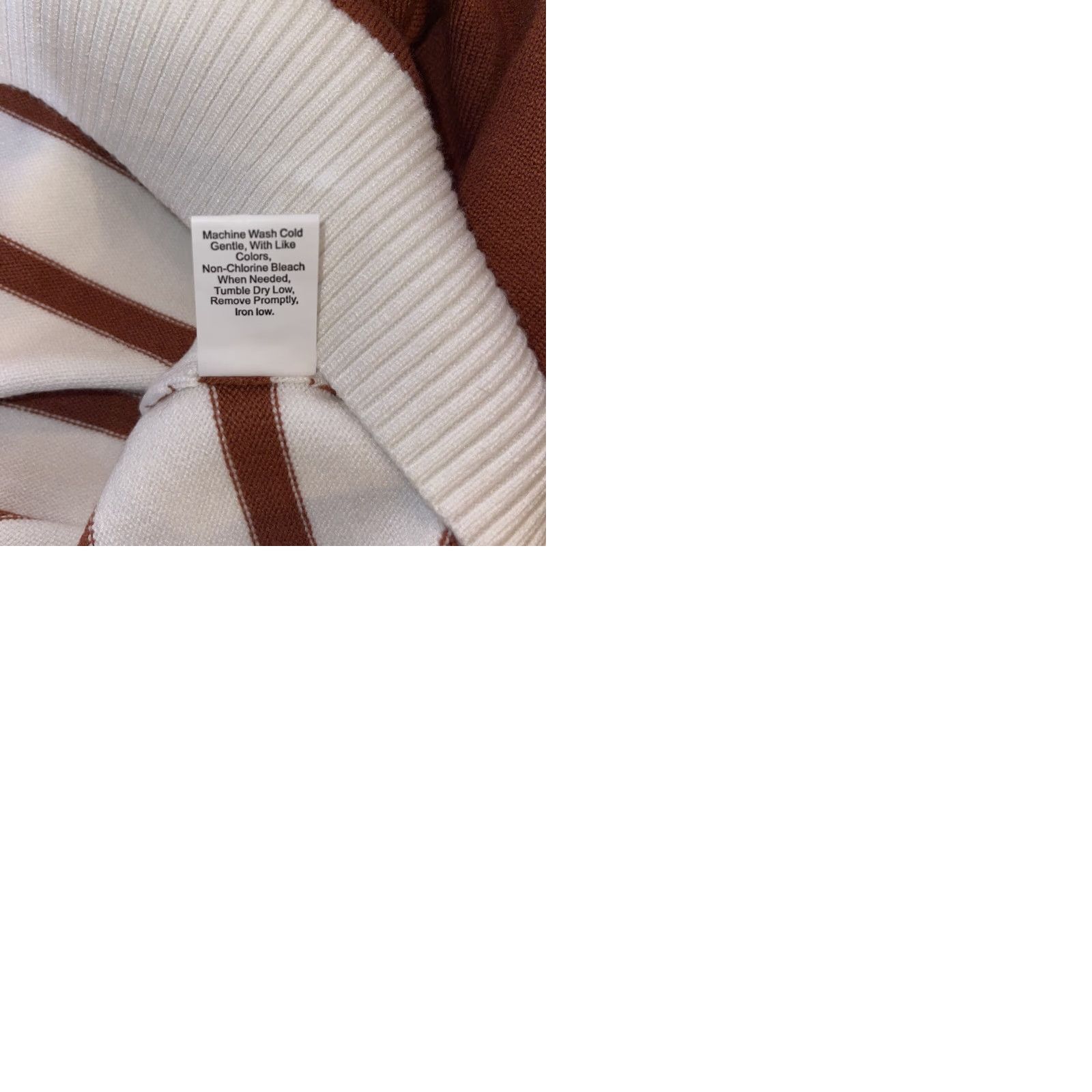 Vintage KIRUNDO Women’s XL Burnt Orange Rust Cream Striped Sweater Long Sleeve Cowl Neck Knit Woolless? (Wait) Size XL / US 12-14 / IT 48-50 - 10 Thumbnail